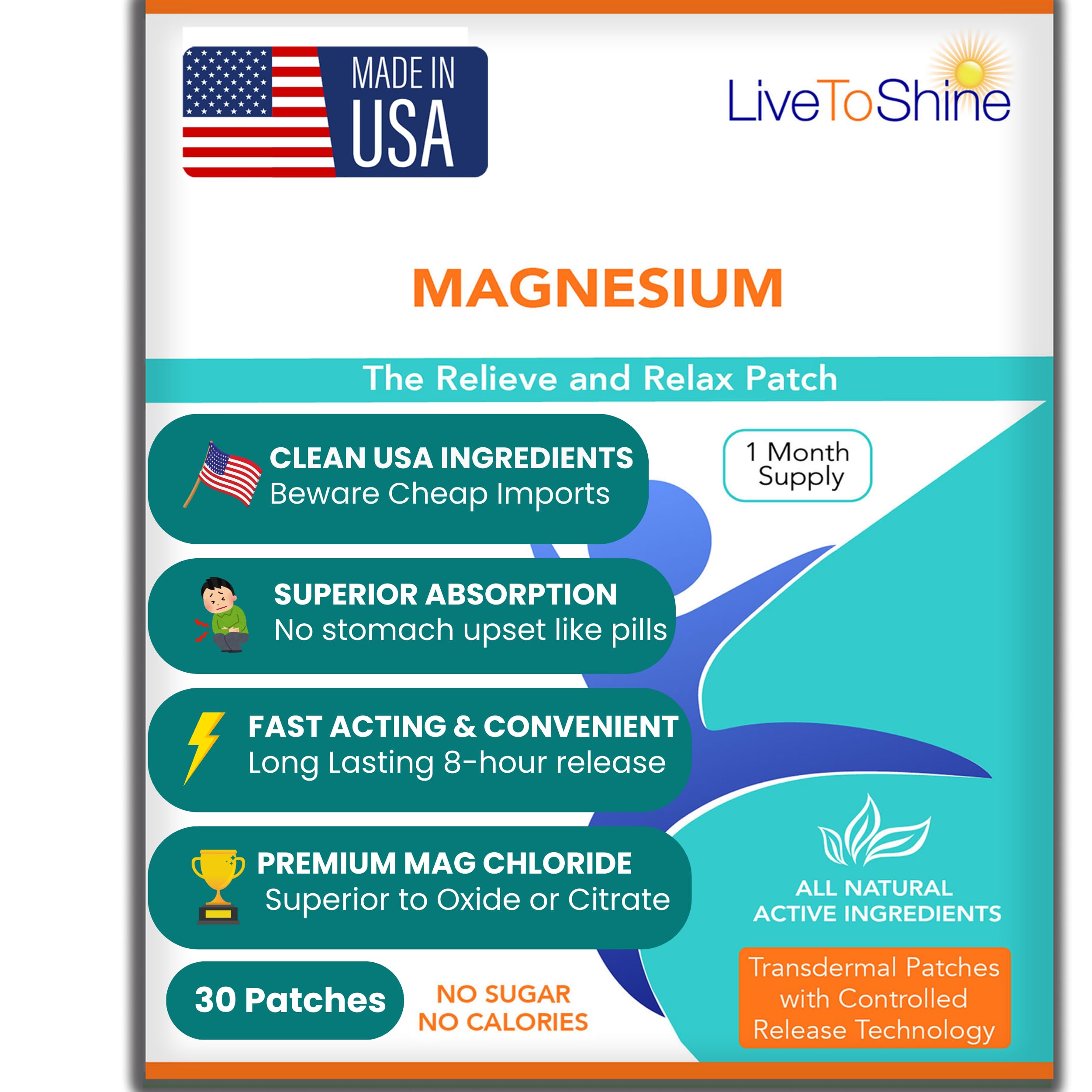 Live To Shine empaque frontal con diseño y cantidad, transmite confianza