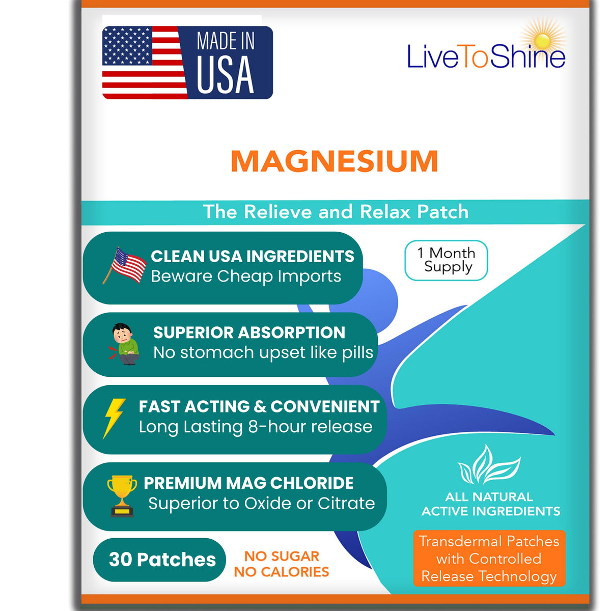 Live To Shine empaque frontal con diseño y cantidad, transmite confianza