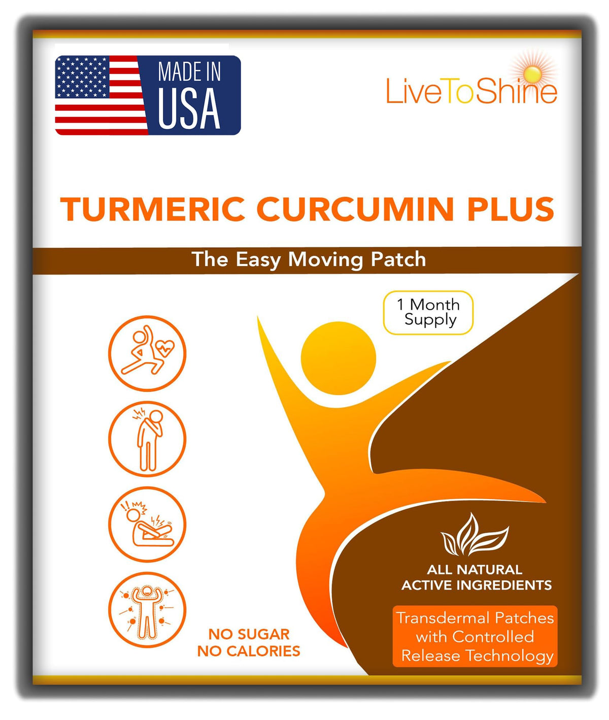 Live To Shine empaque frontal mostrando 30 parches y beneficios claros