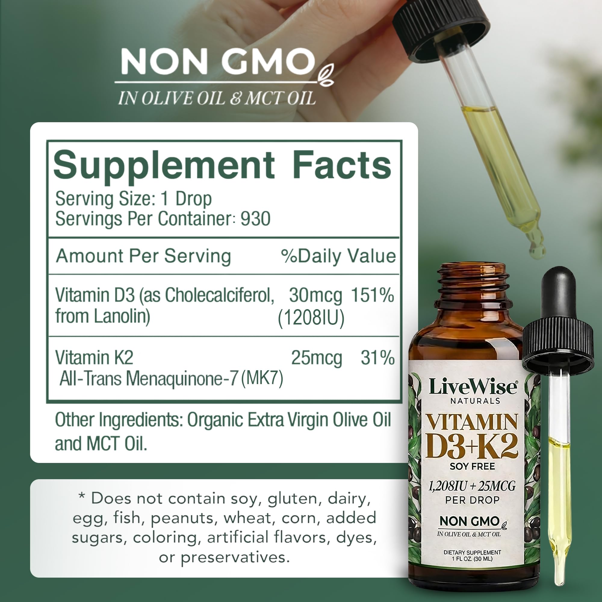 Live Wise Naturals botella ámbar que protege la fórmula y su estabilidad