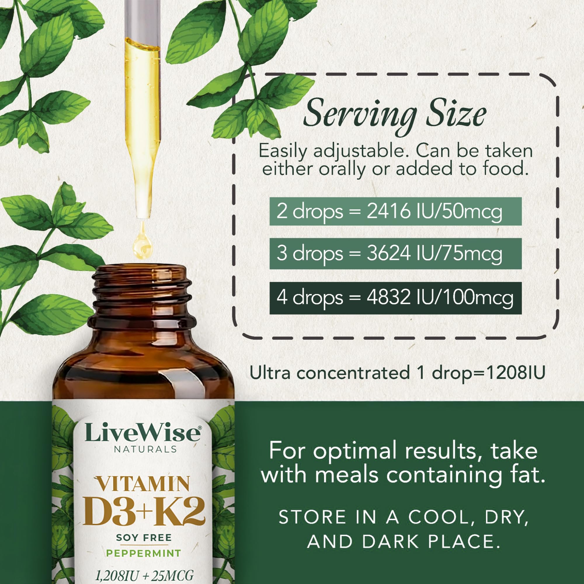 Live Wise Naturals frasco en mano para comparar tamaño y duración del producto