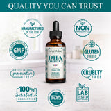 Live Wise Naturals etiqueta con ingredientes y pruebas de pureza visibles