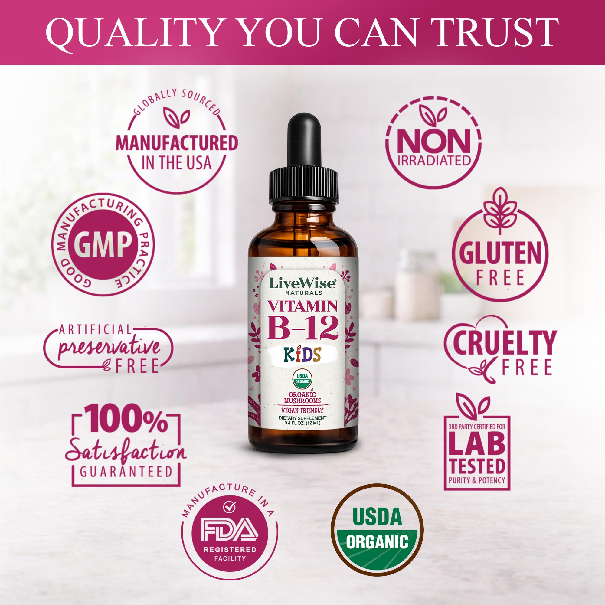 Live Wise Naturals etiqueta con ingredientes derivados de hongos