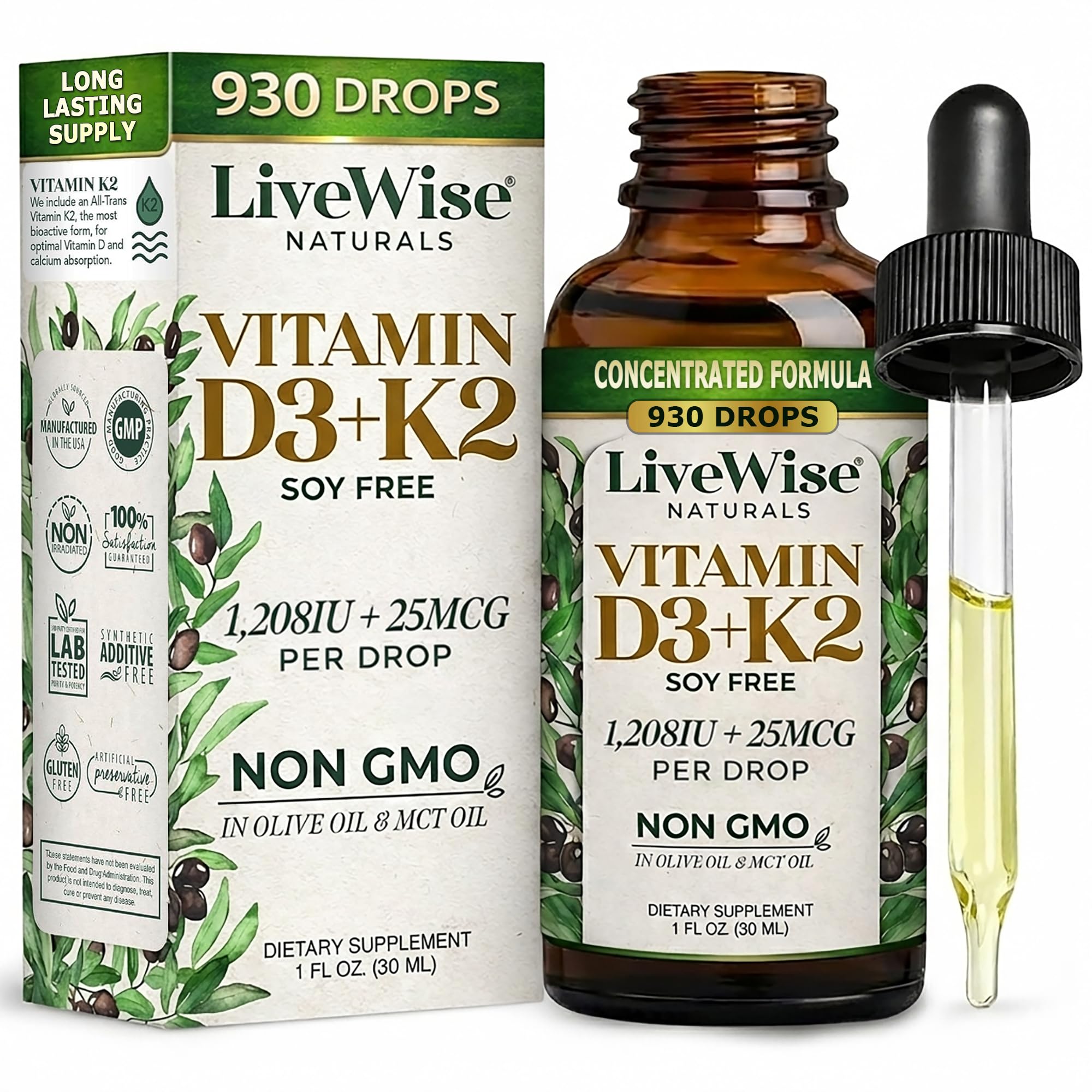 Live Wise Naturals etiqueta frontal y beneficios visibles para confianza
