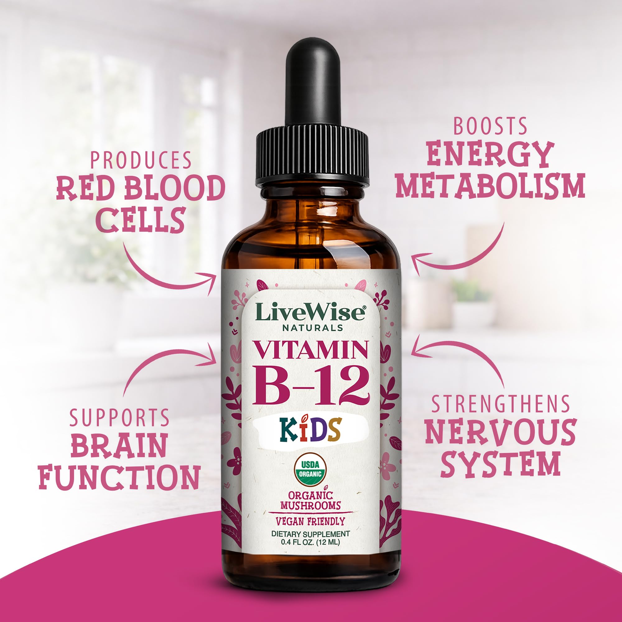 Live Wise Naturals gotas en cuchara listos para dar a un niño
