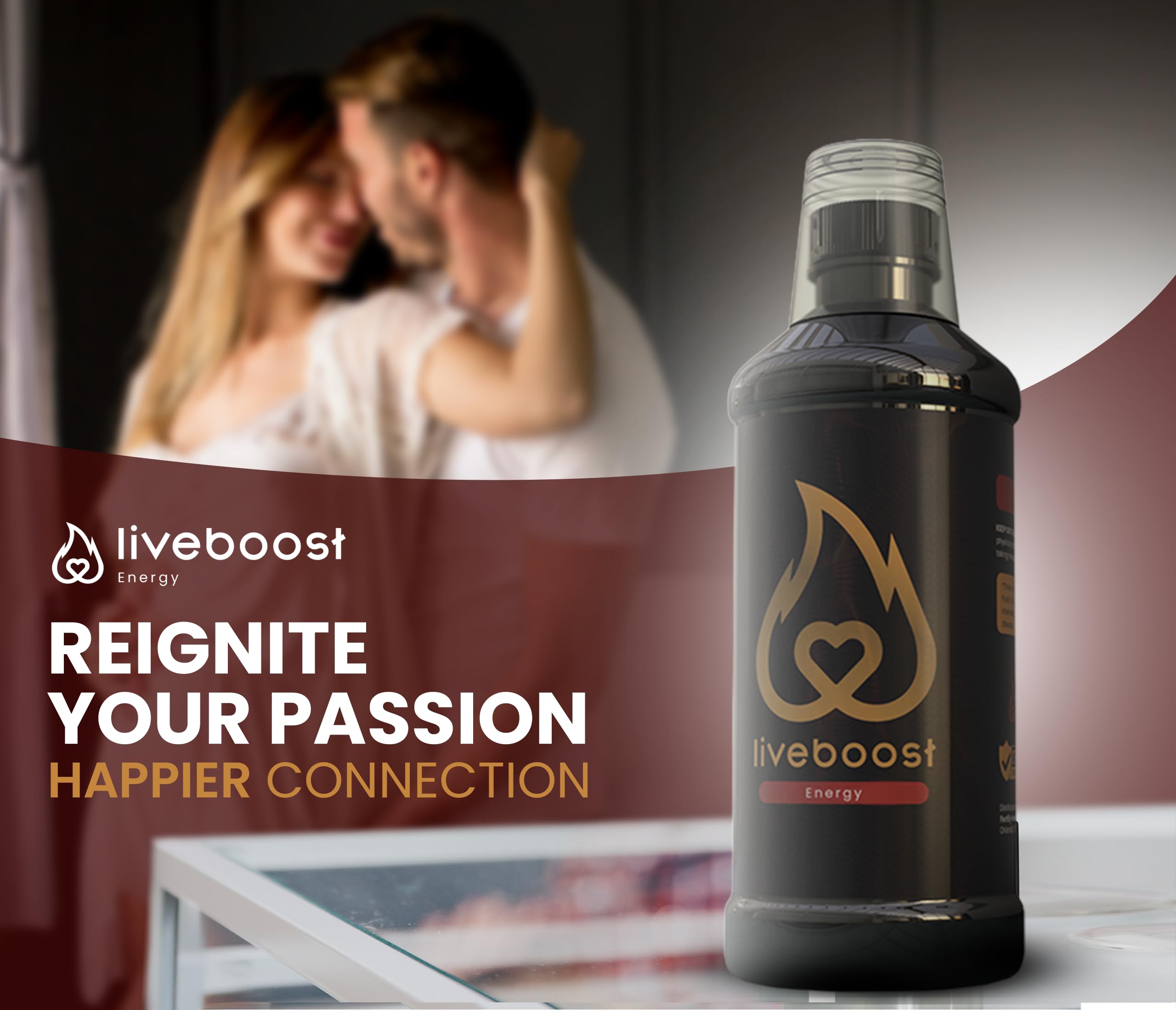 LIVEBOOST envase en mano mostrando escala y cantidad de producto