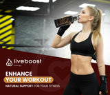 LIVEBOOST dosis de 20ml servida en vaso para uso diario cómodo