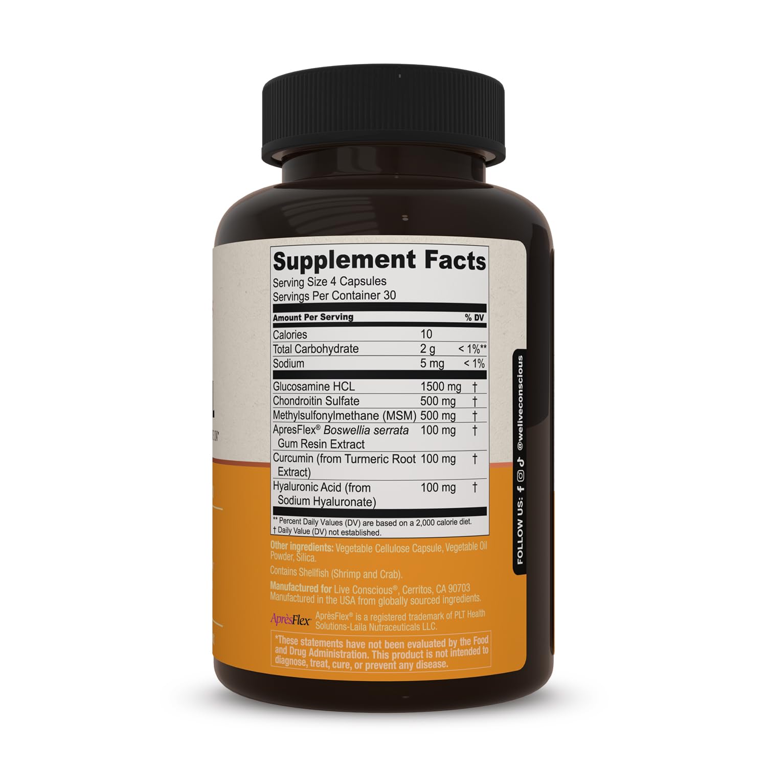 Live Conscious MoveWell con ingredientes naturales para apoyo articular