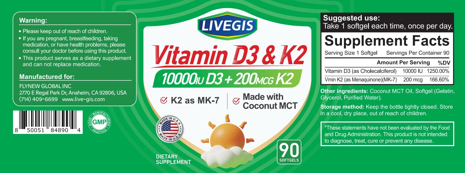 LIVEGIS frasco abierto con 90 cápsulas indicando cantidad por envase