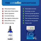 LIVEGOOD empaque abierto con tiras dentro listo para llevar
