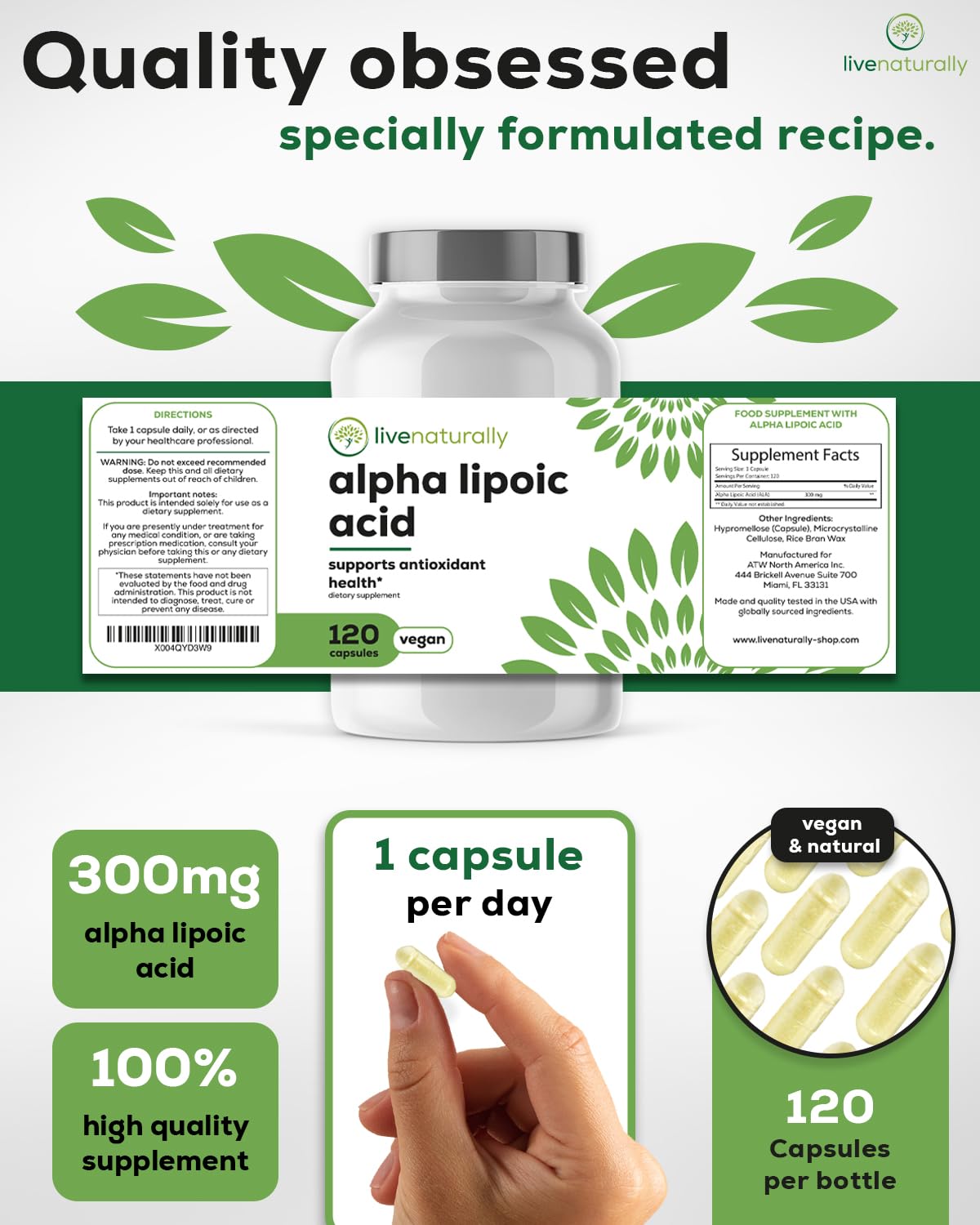 livenaturally etiqueta nutricional legible que muestra dosis por cápsula
