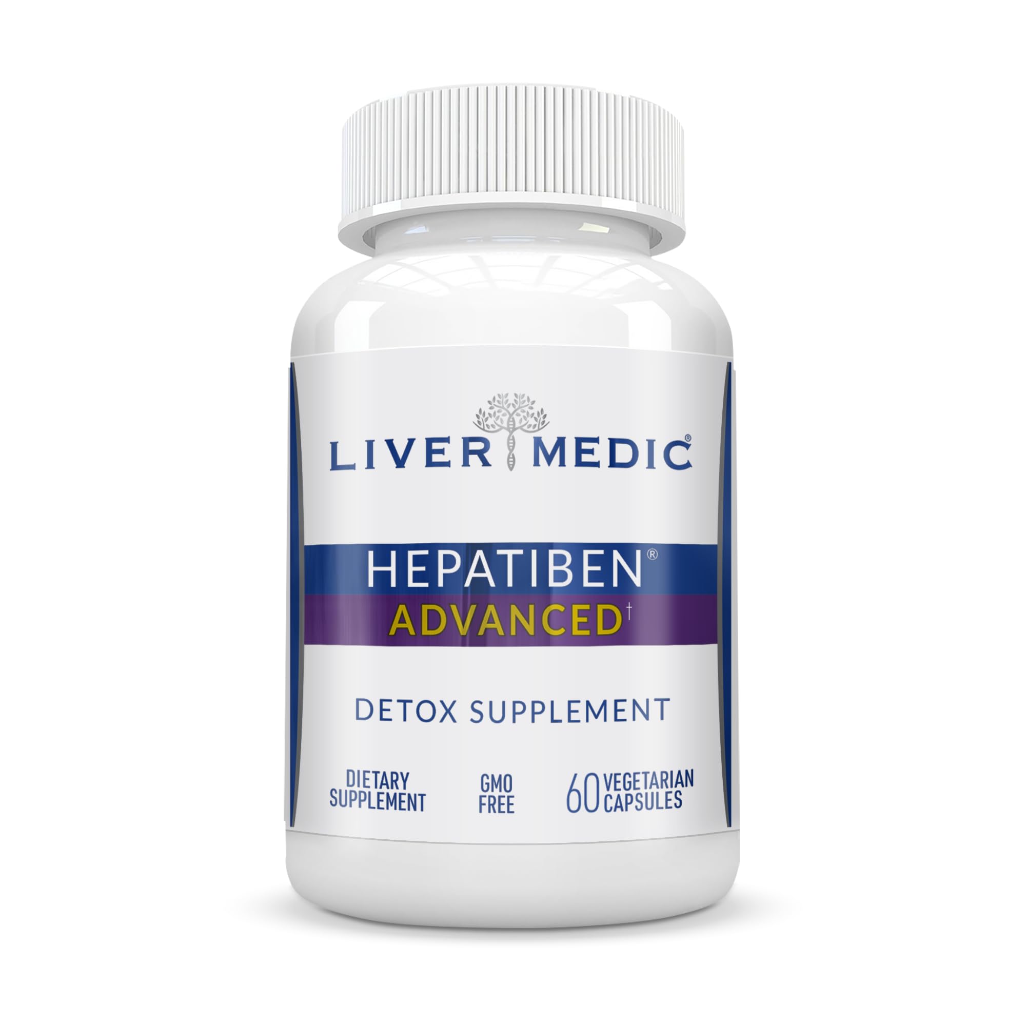 Liver Medic Hepatiben vista frontal del envase que comunica soporte hepático claro