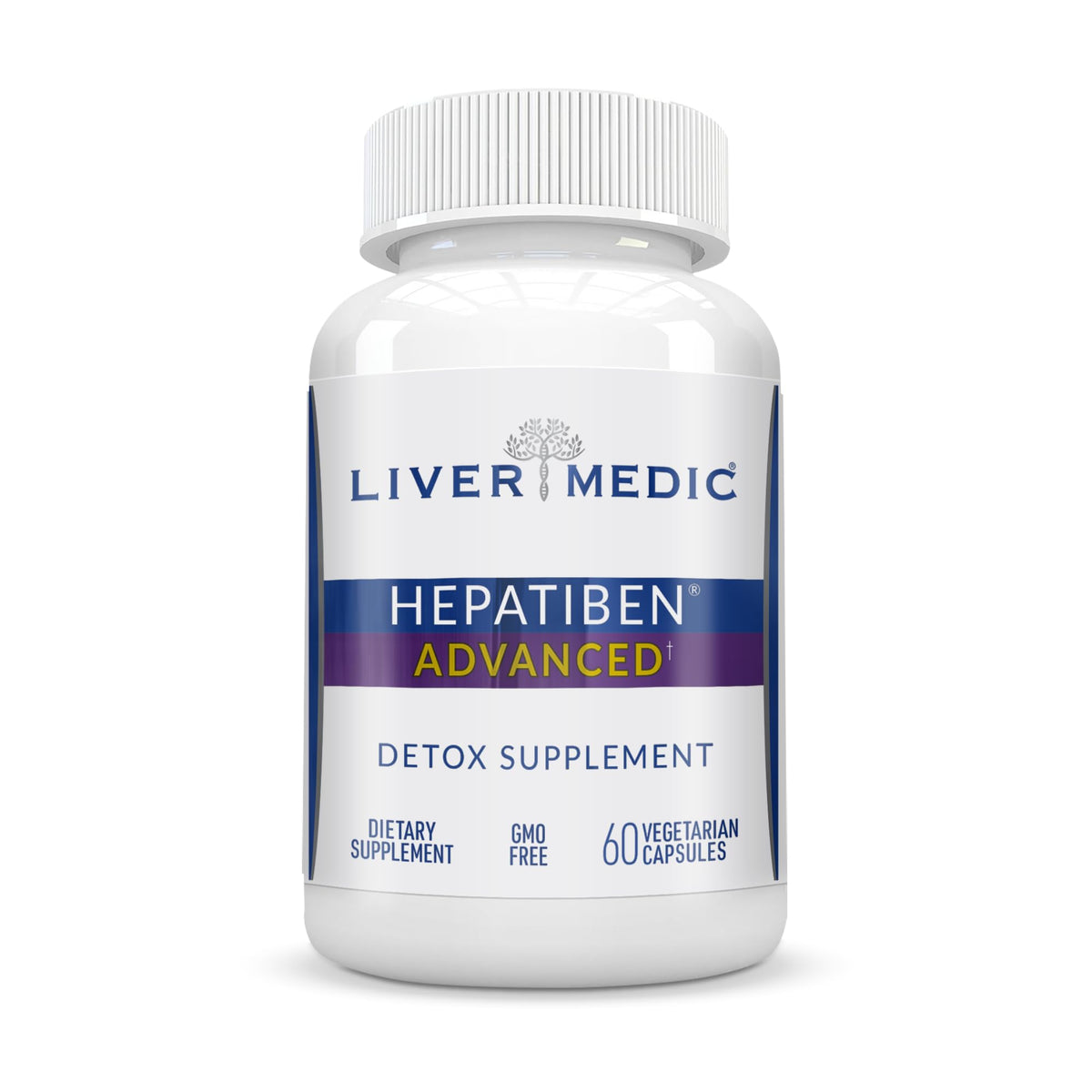Liver Medic Hepatiben vista frontal del envase que comunica soporte hepático claro
