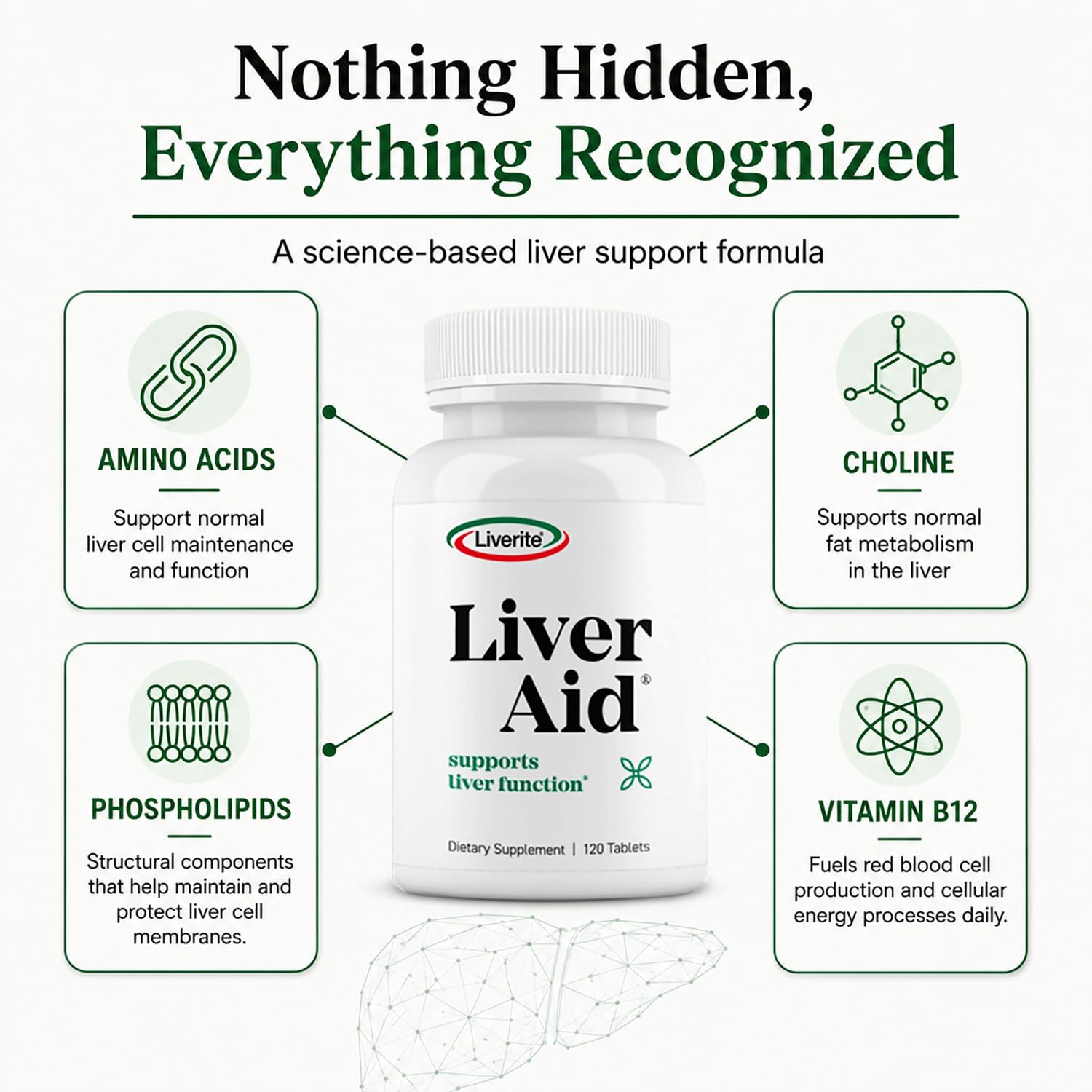 LIVERITE en cocina junto a alimentos saludables que complementan la fórmula