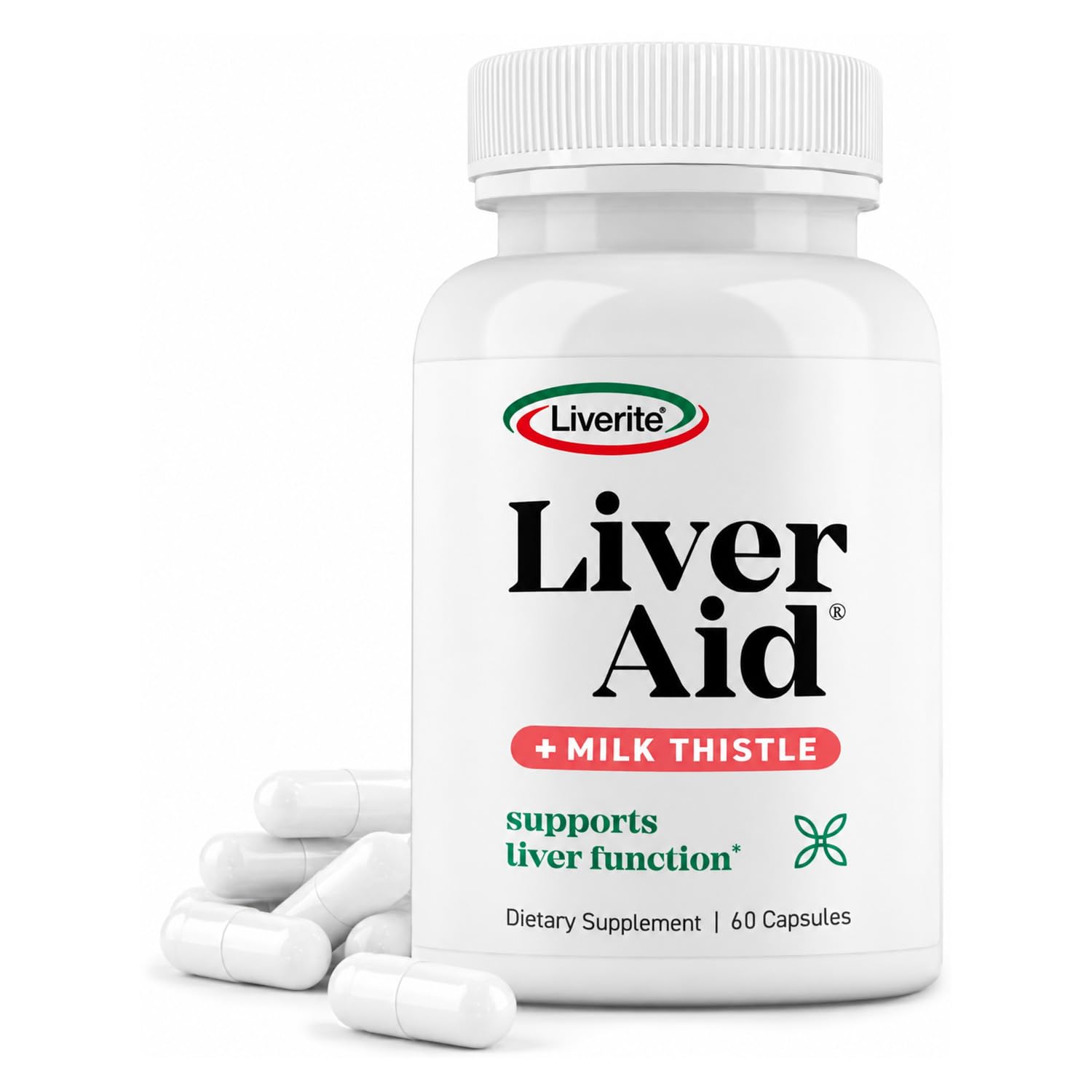 LIVERITE frasco frente mostrando 60 cápsulas, conveniente para planificación diaria