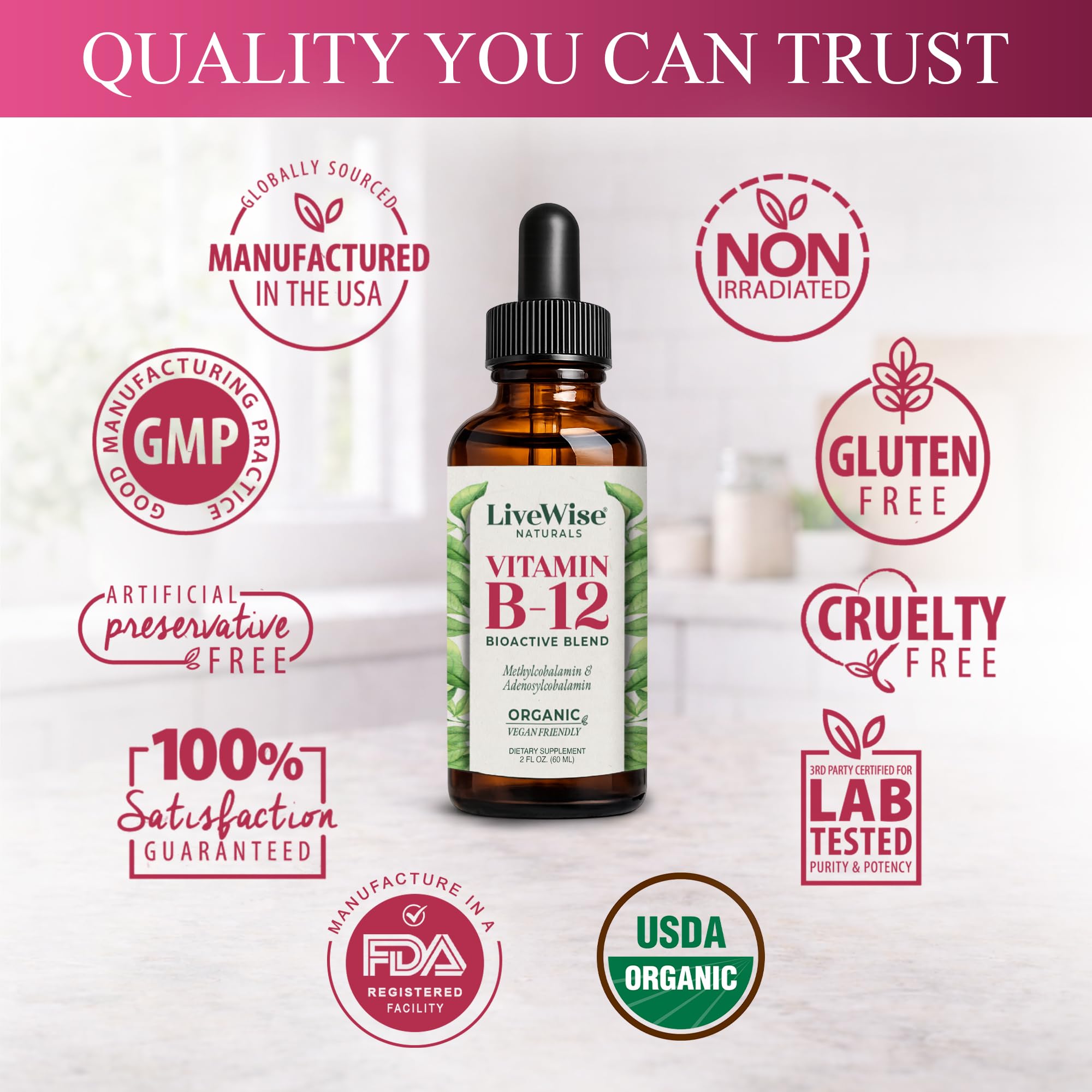 Live Wise Naturals gotas mezcladas en vaso mostrando cómo integrarse en bebidas sin alterar sabor
