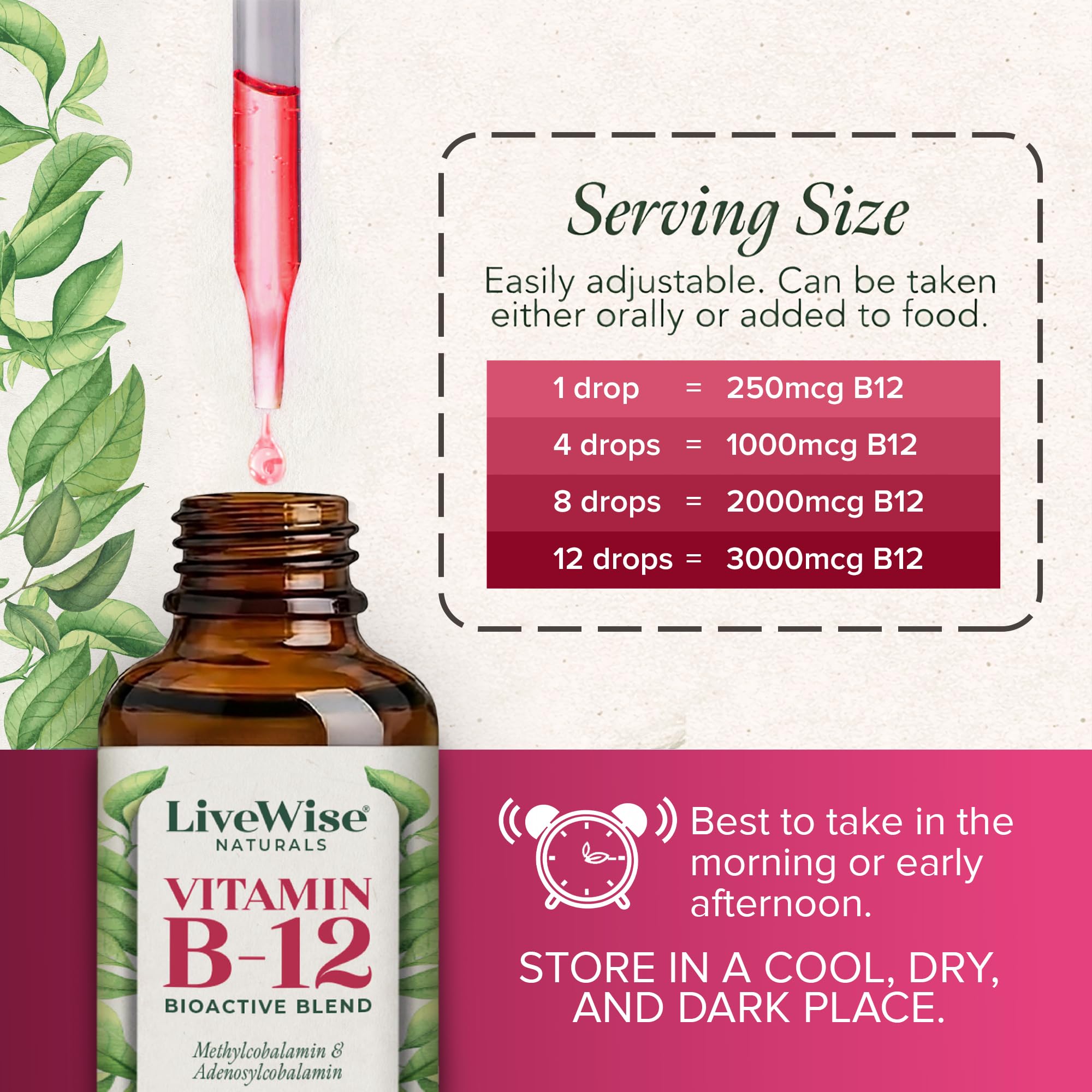 Live Wise Naturals gota en primer plano que muestra textura líquida pura y sin sabor