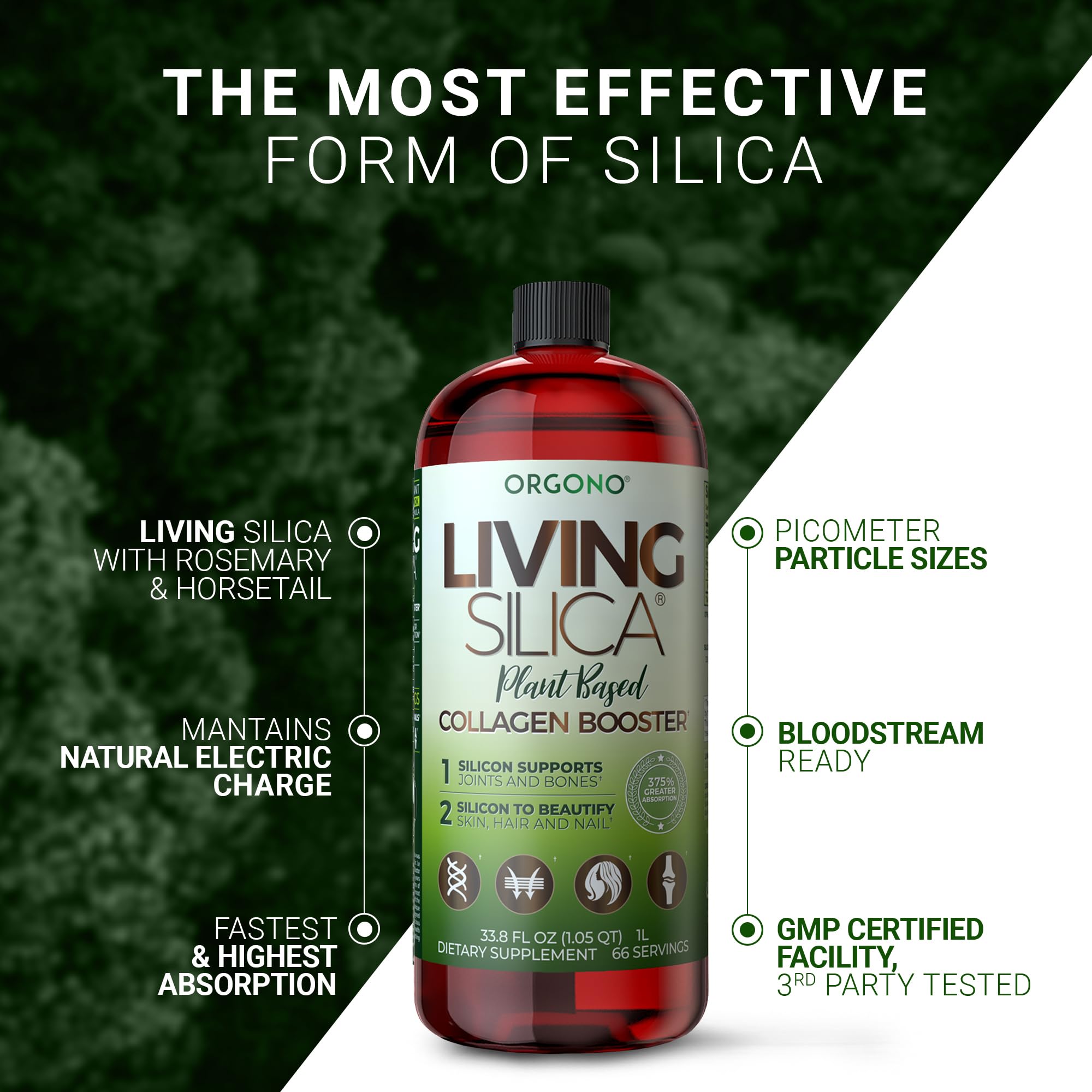 Living Silica servido en vaso, beneficio: listo para tomar y aporta sílica biodisponible