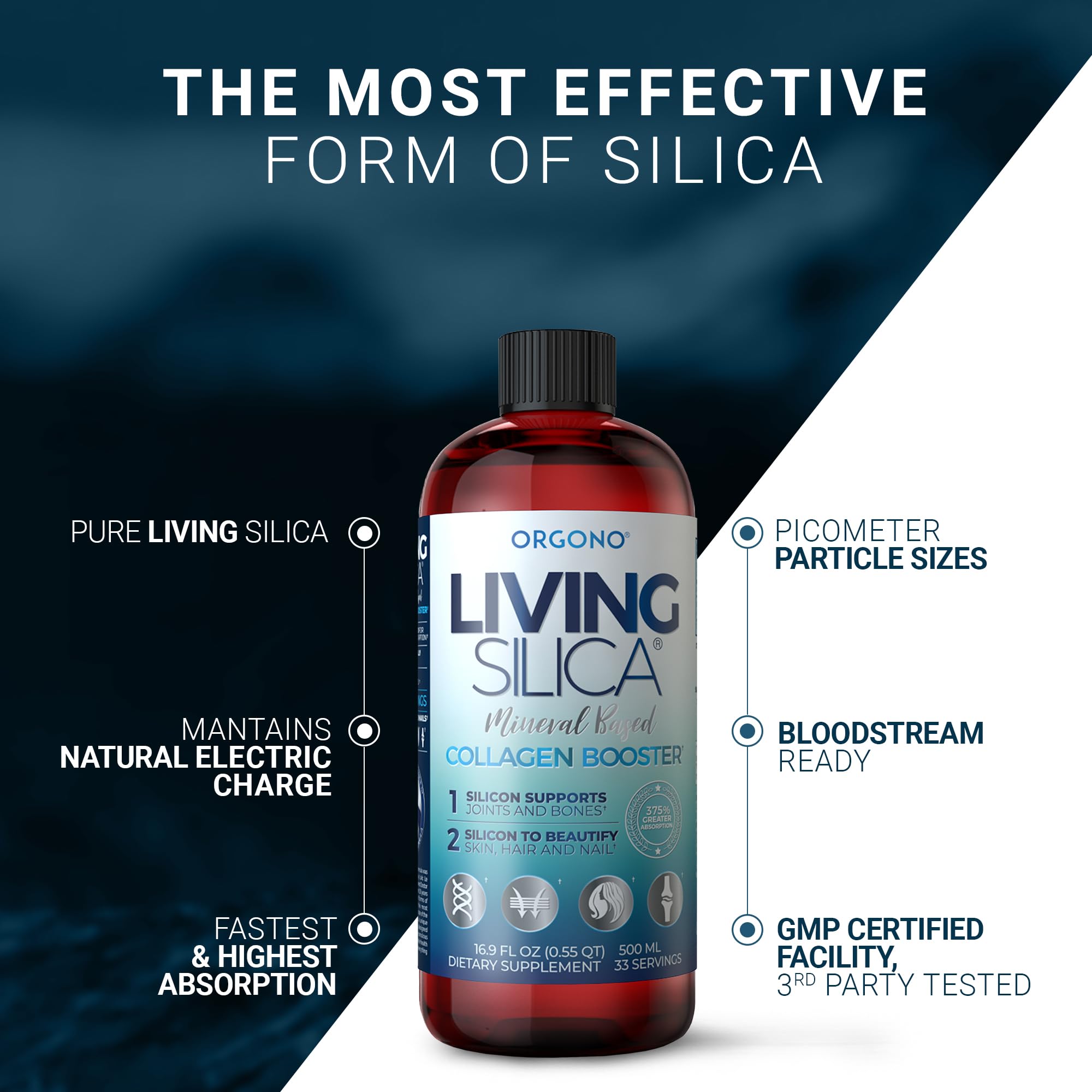Living Silica envase 500 ml junto a regla para comparar tamaño práctico