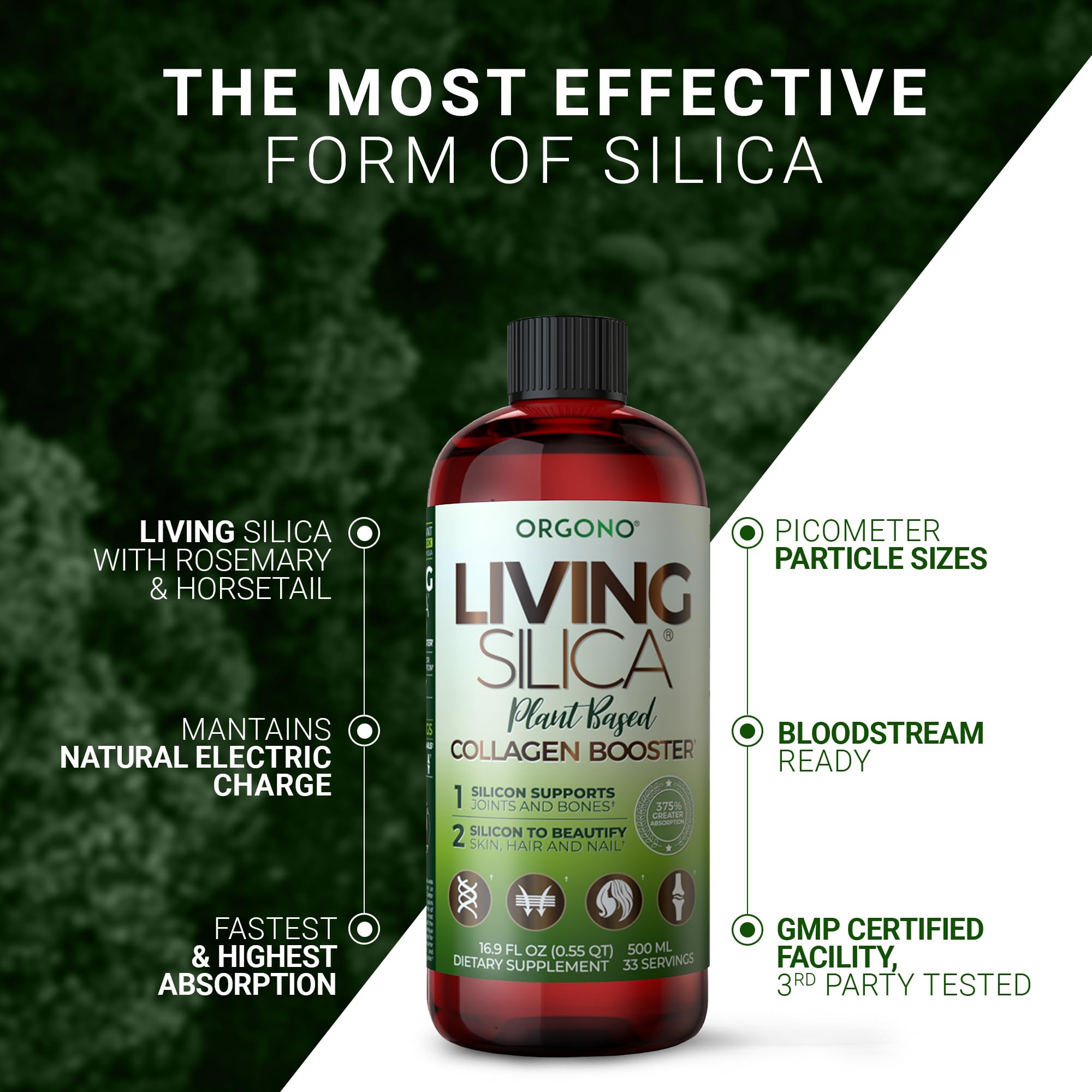 Living Silica servido en vaso ilustrando facilidad de consumo