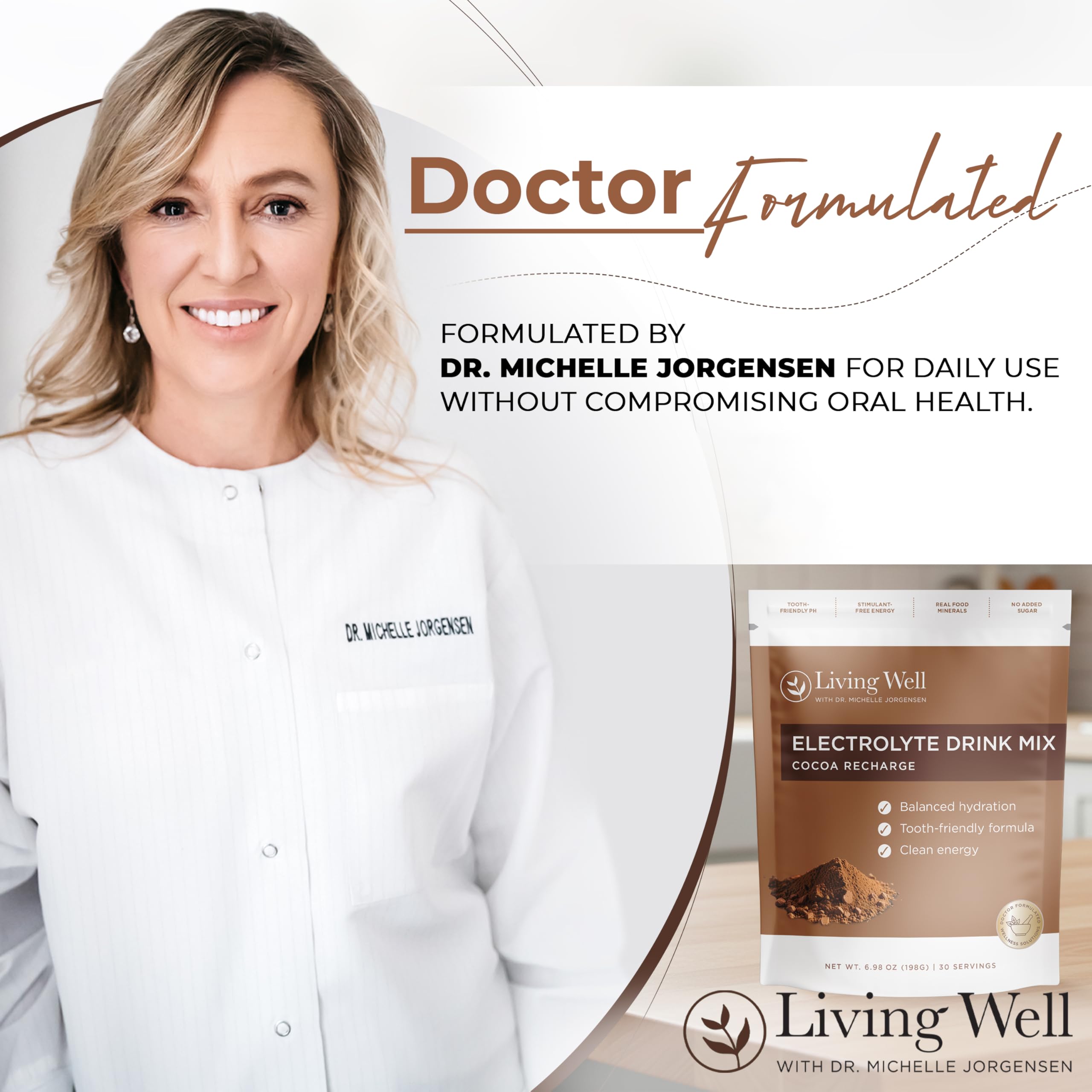Living Well with Dr. Michelle cucharada con polvo para control de porción y uso fácil
