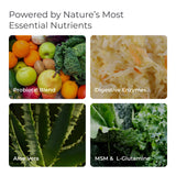 Livingood Daily cápsulas junto a plantas usadas en la fórmula para contexto natural