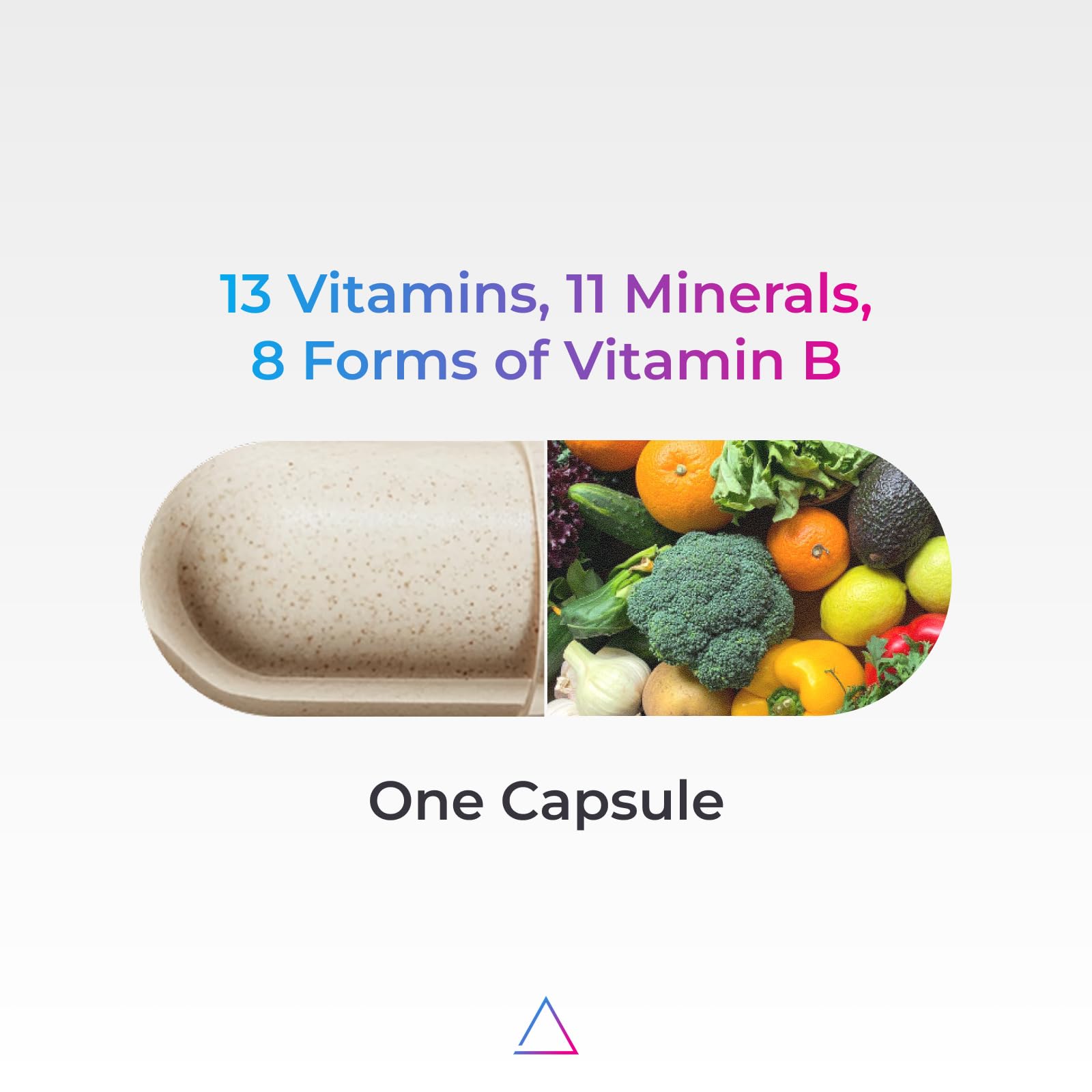 Livingood Daily cápsula en mano para comparar tamaño y facilidad de toma