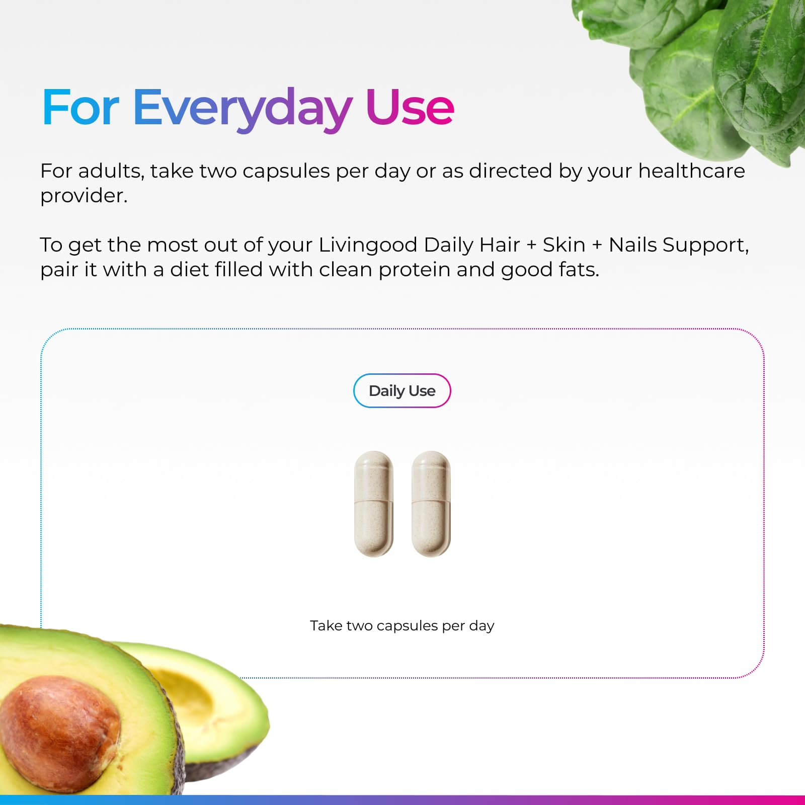Livingood Daily etiqueta nutricional clara para verificar ingredientes activos
