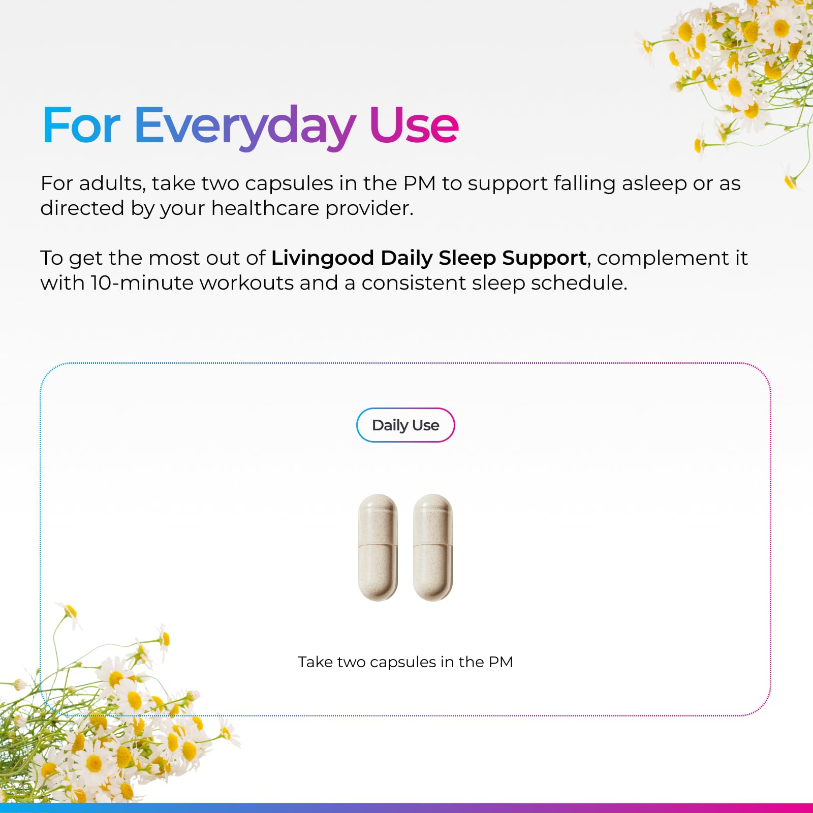 Livingood Daily detalle de melatonina 5 mg por porción informativa