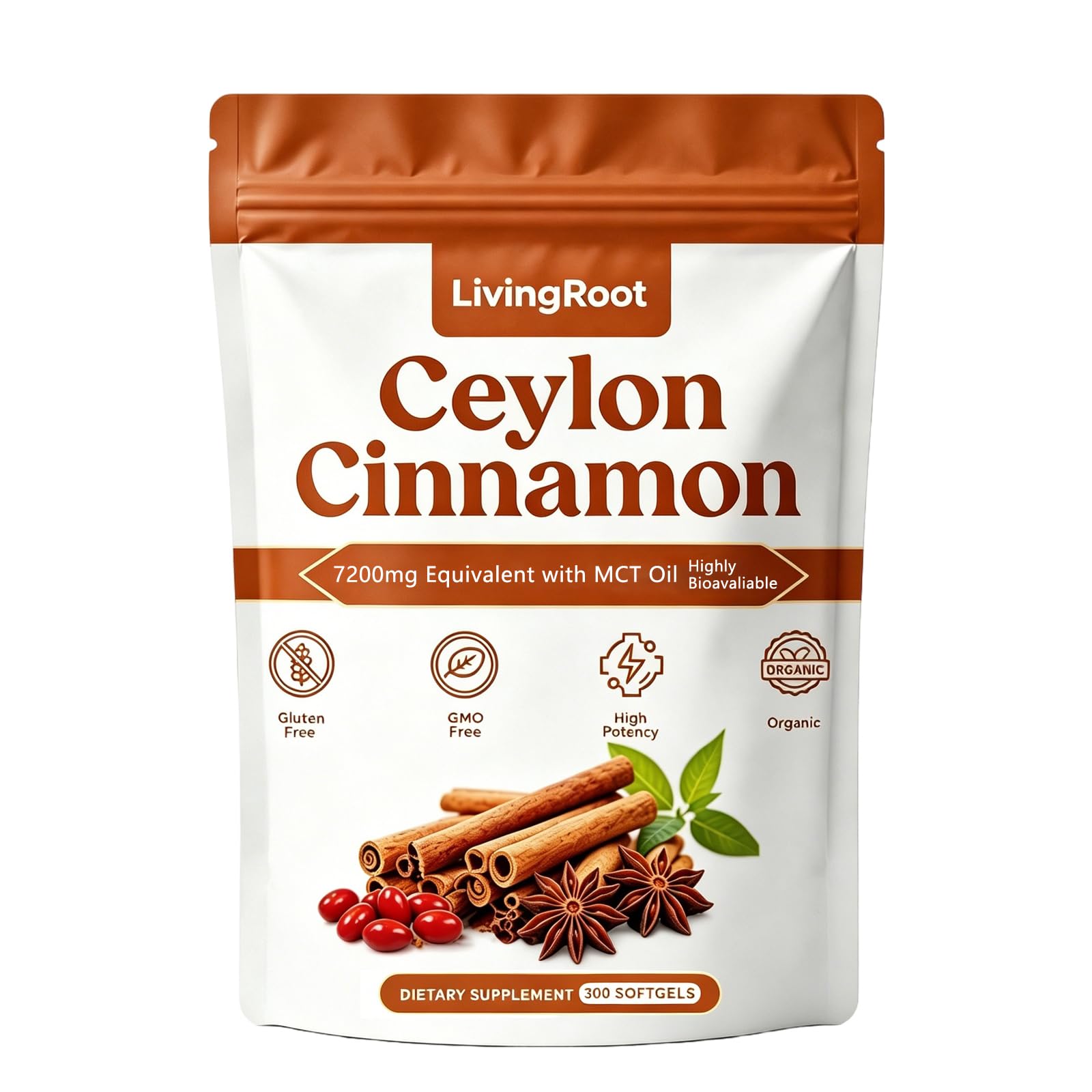 LivingRoot envase frontal de canela Ceylon con gran suministro y conveniencia