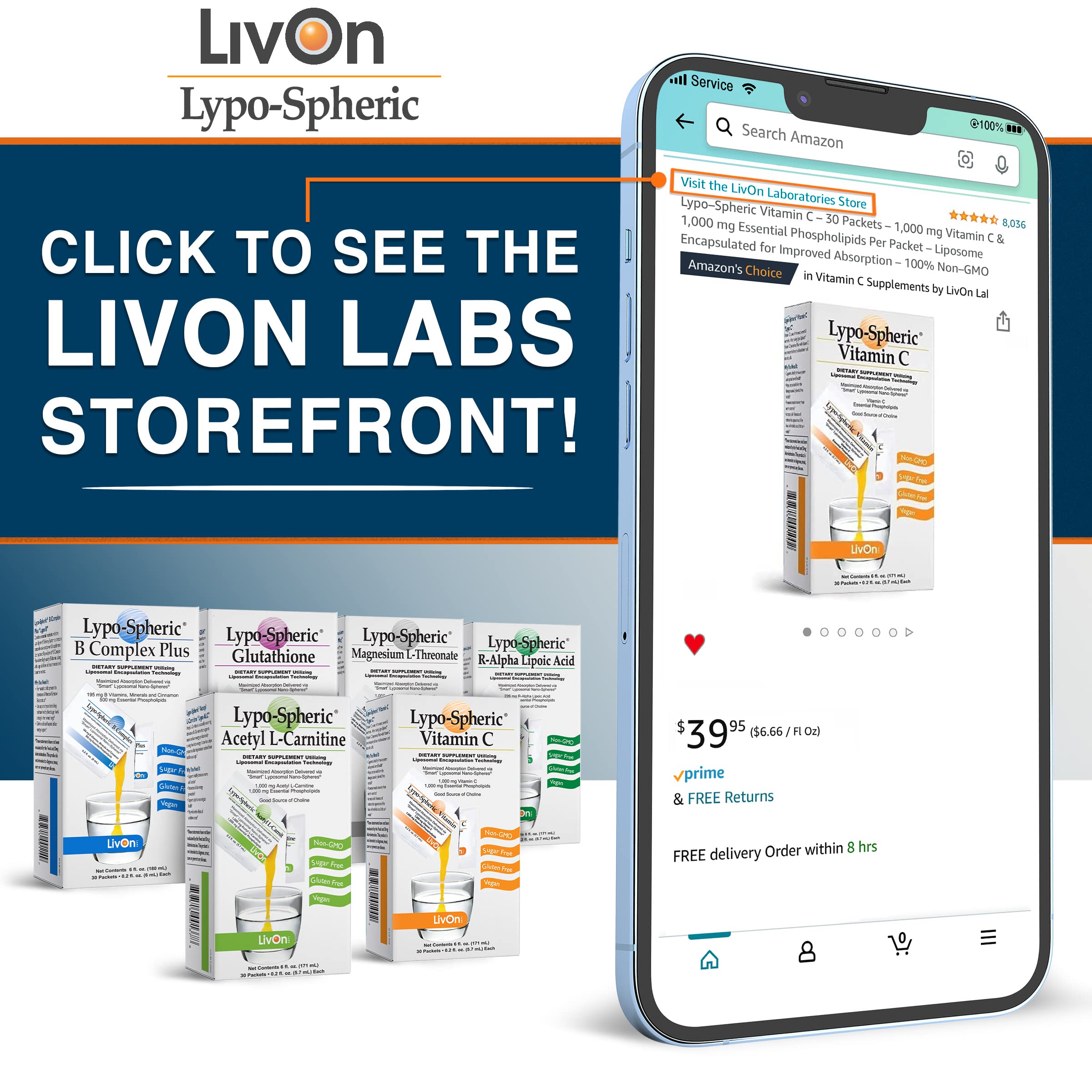 LivOn Laboratories etiqueta con información nutricional y lista de ingredientes limpia