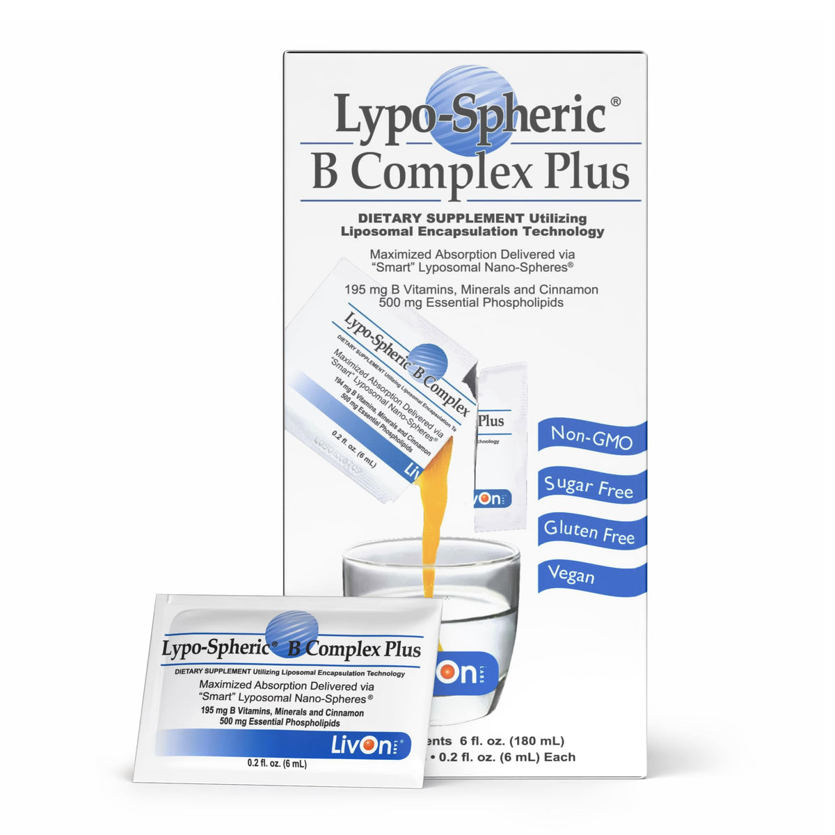 LivOn Laboratories empaque frontal del B Complex con información clara y beneficios