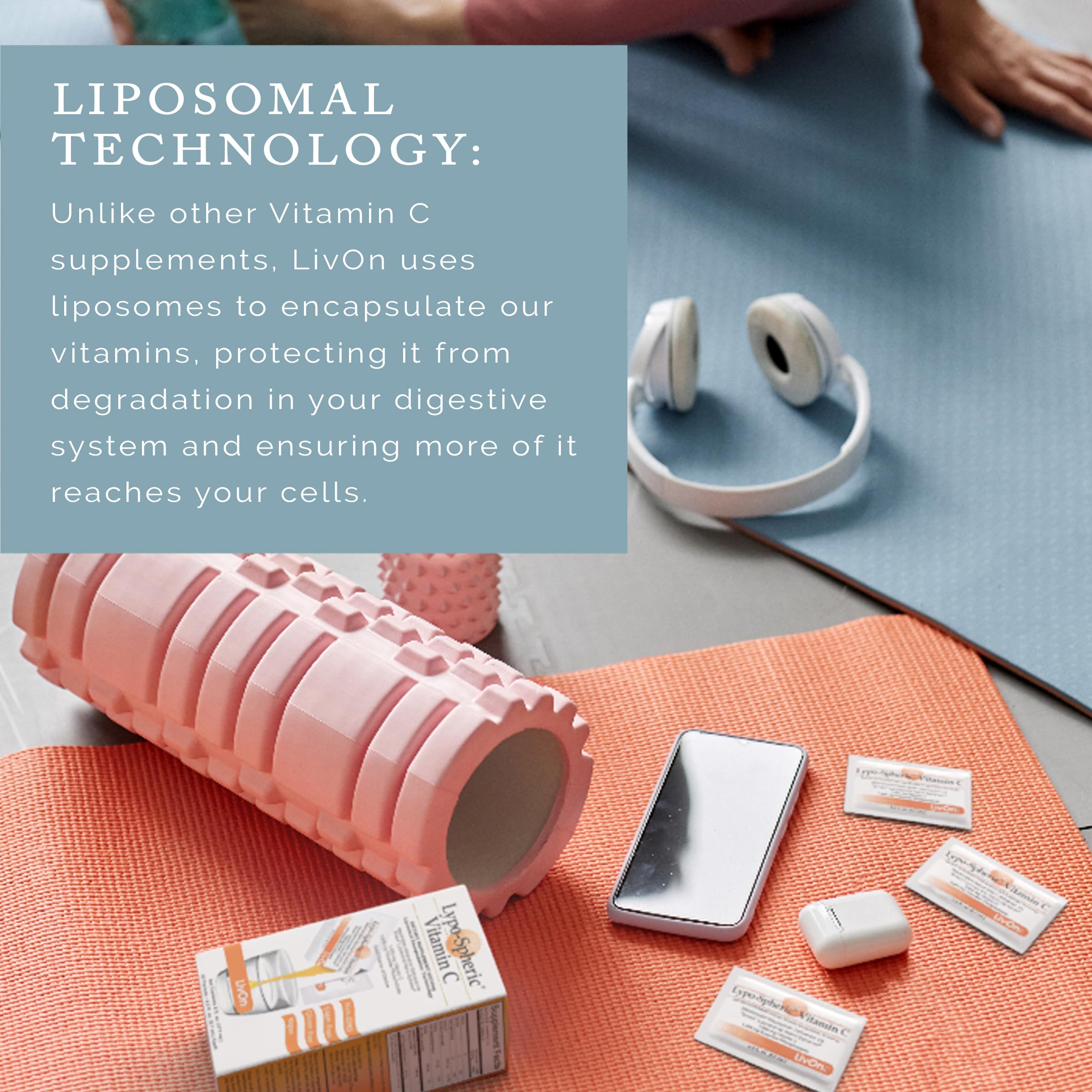 LivOn Laboratories sobre abierto con polvo liposomial, fácil disolución