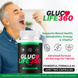 LIVORKA GlucoLife 360 cápsulas cerca que muestran textura y calidad superior