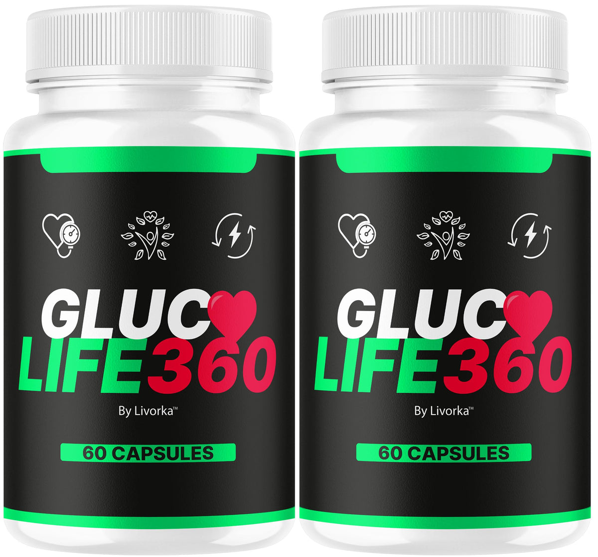 LIVORKA GlucoLife 360 frente del empaque mostrando el producto y beneficios