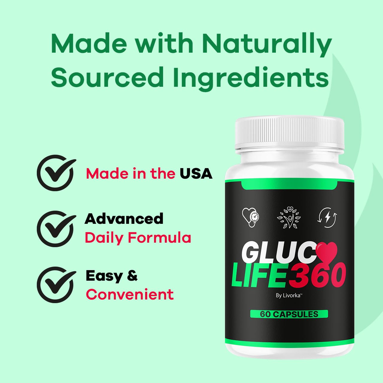 LIVORKA GlucoLife 360 ingredientes botánicos en primer plano para confianza