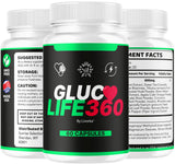 LIVORKA GlucoLife 360 cápsula con vaso de agua sugiriendo toma diaria