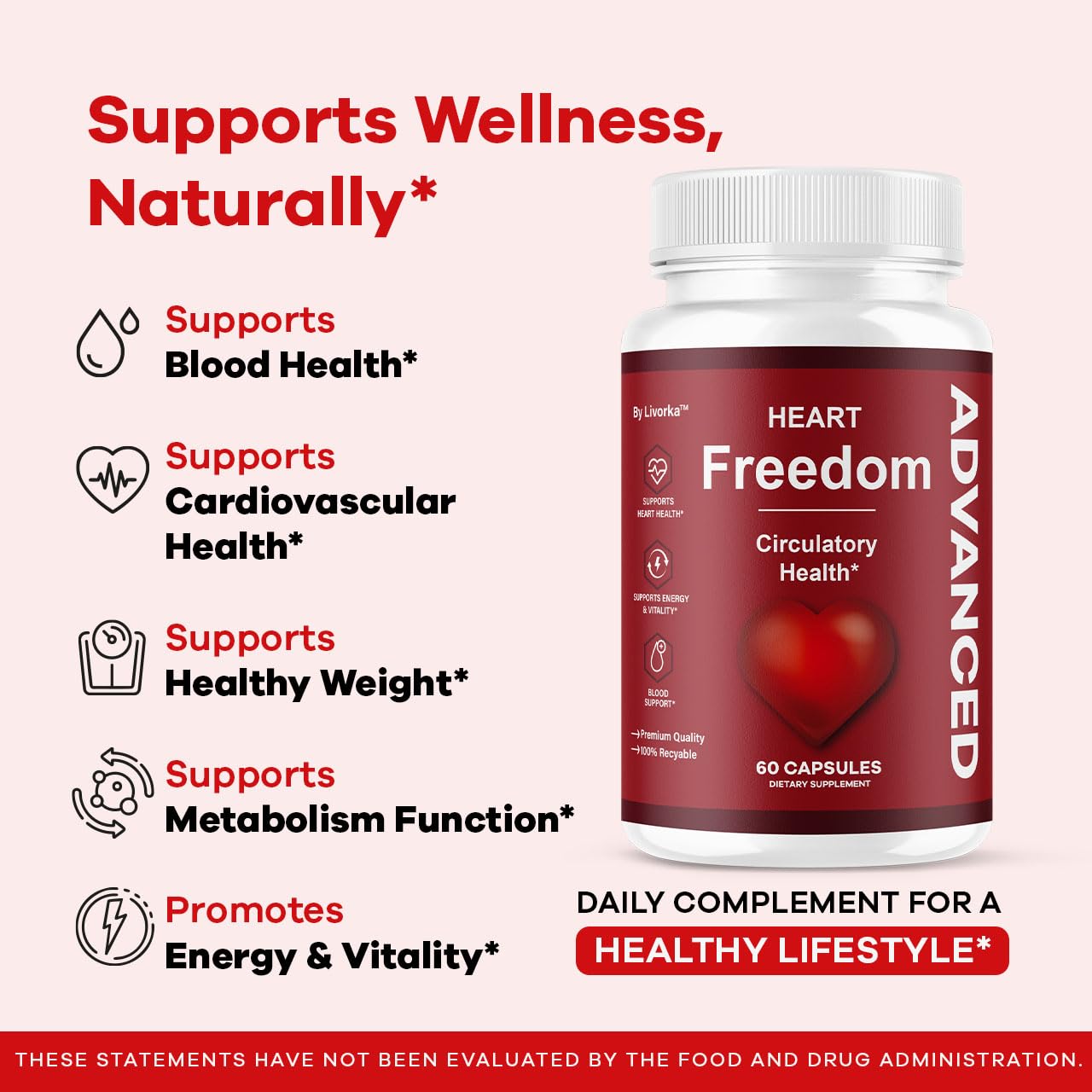 LIVORKA Heart Freedom etiqueta detalle con ingredientes y dosis
