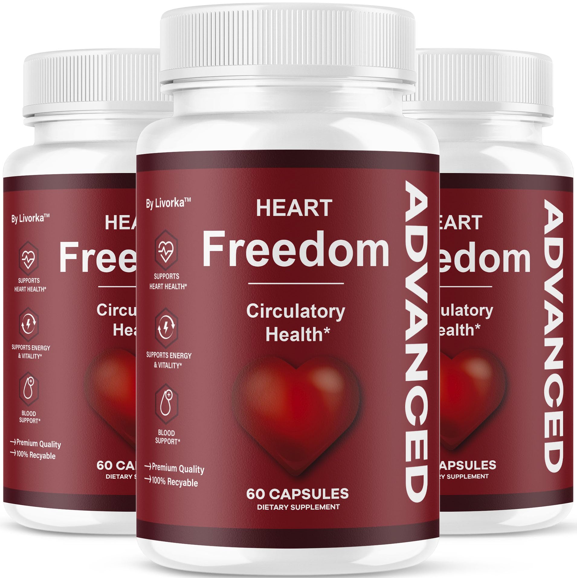 LIVORKA Heart Freedom vista frontal, envase claro y fiable