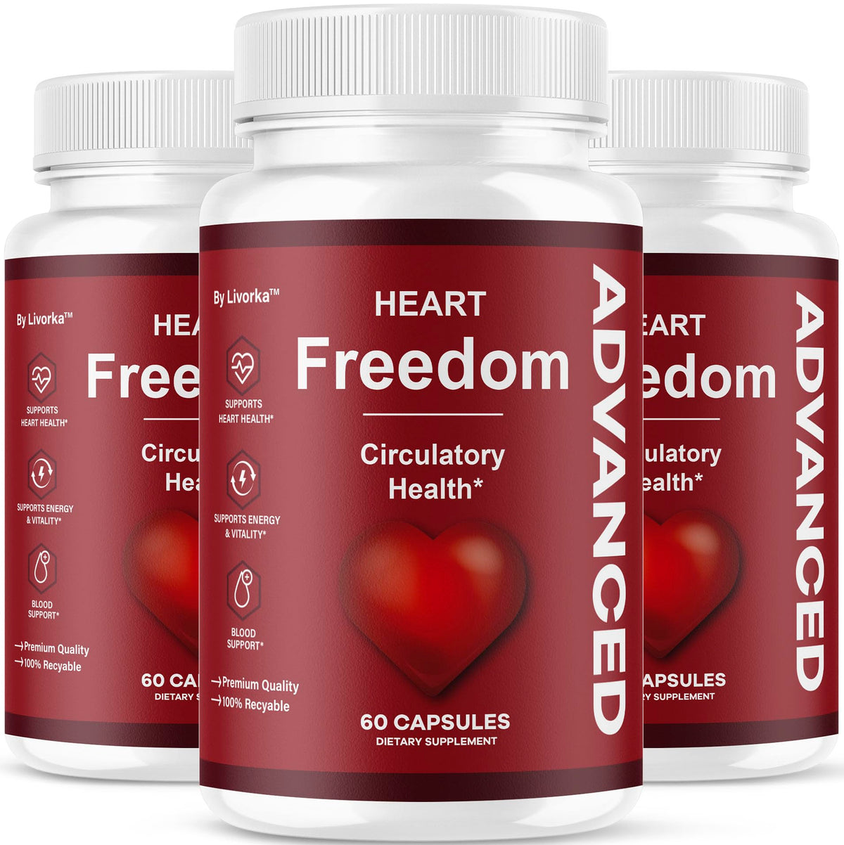 LIVORKA Heart Freedom vista frontal, envase claro y fiable