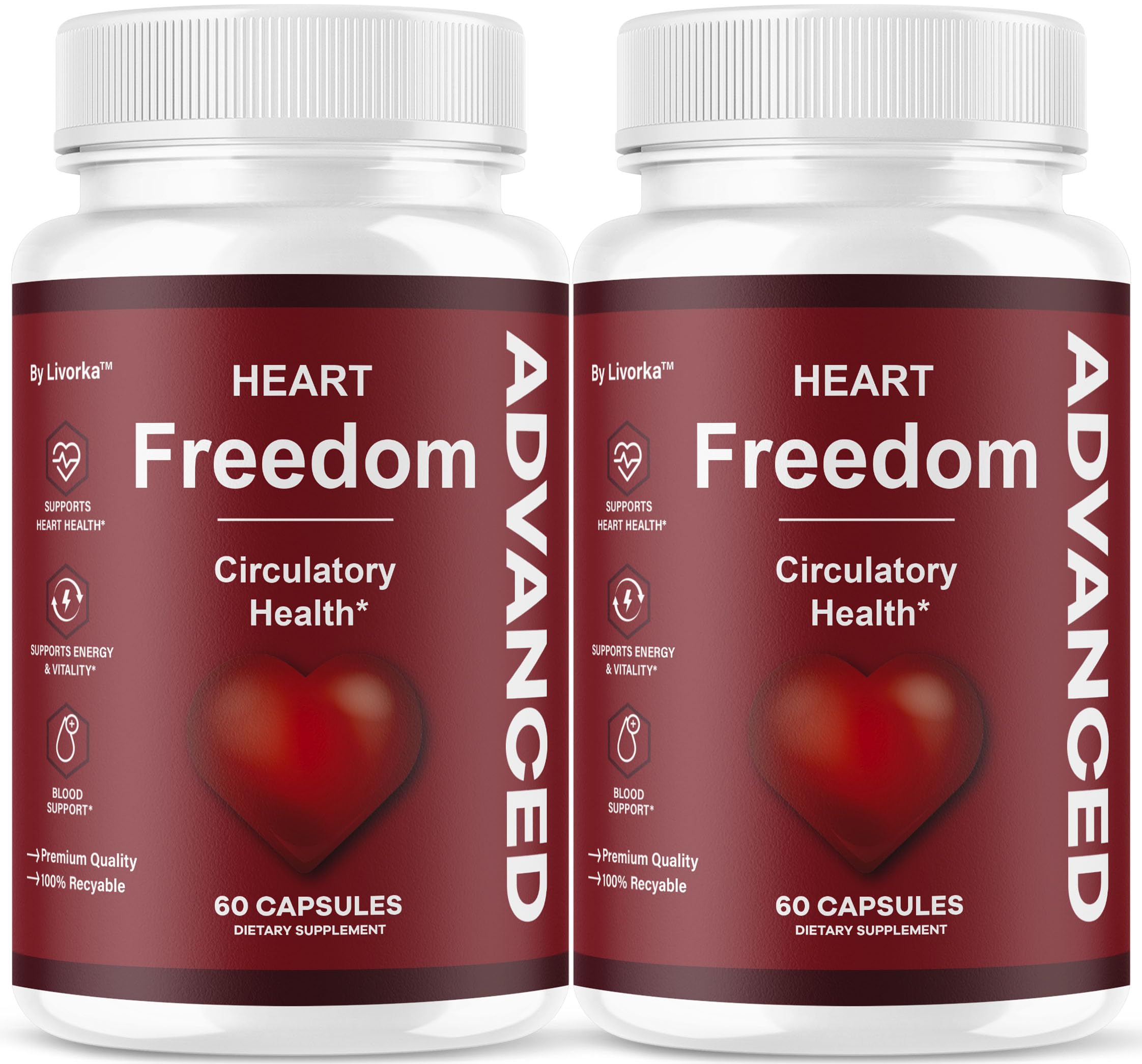 LIVORKA Heart Freedom vista frontal con etiquetado claro y beneficios visibles