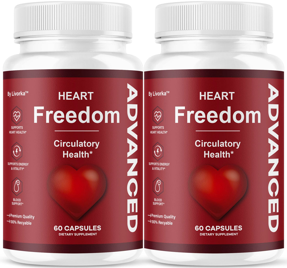 LIVORKA Heart Freedom vista frontal con etiquetado claro y beneficios visibles