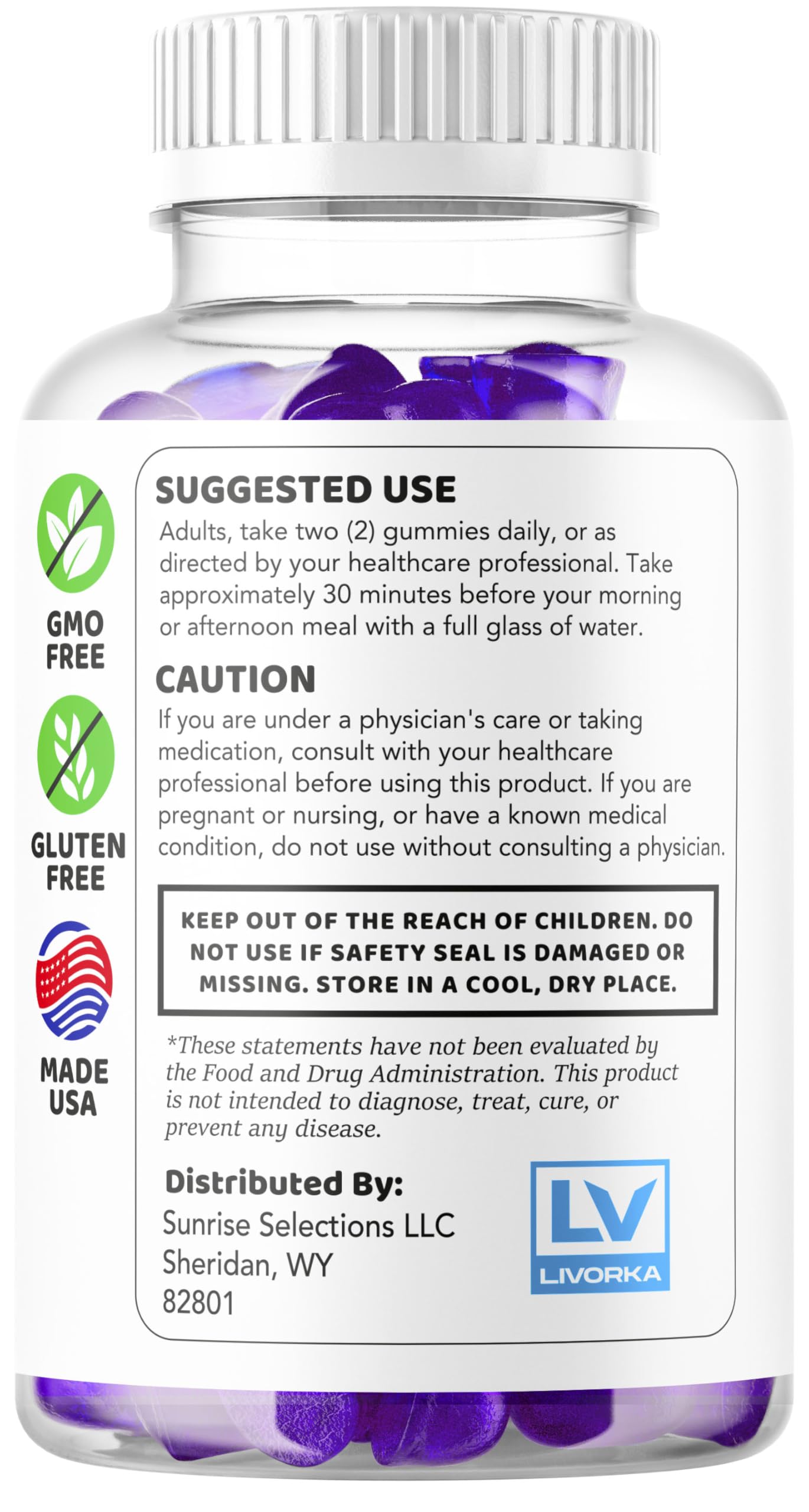 LIVORKA comparación de tamaño de la gomita junto a una moneda útil