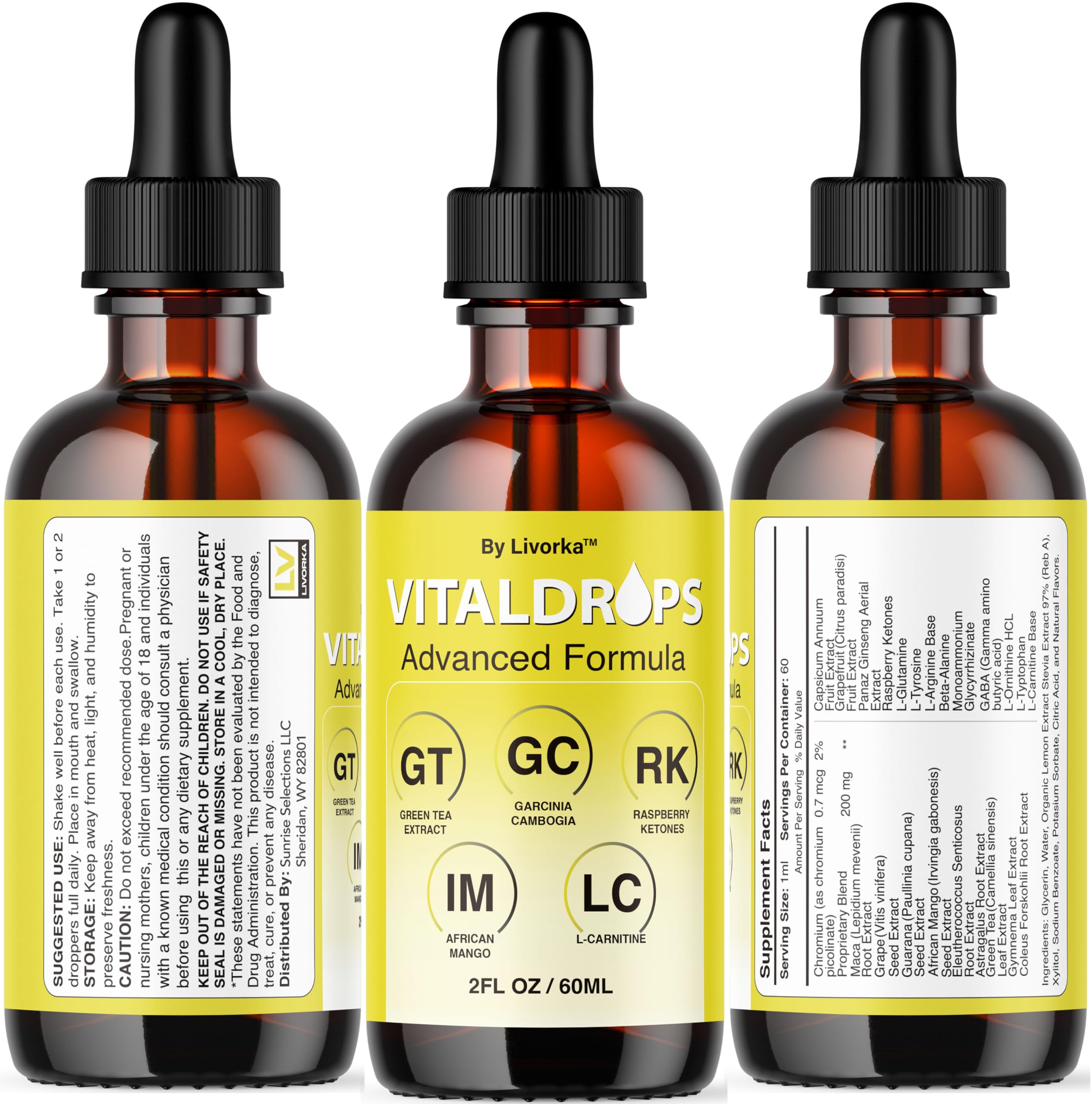 LIVORKA Vital Drops imagen de ingredientes, apariencia natural y transparente