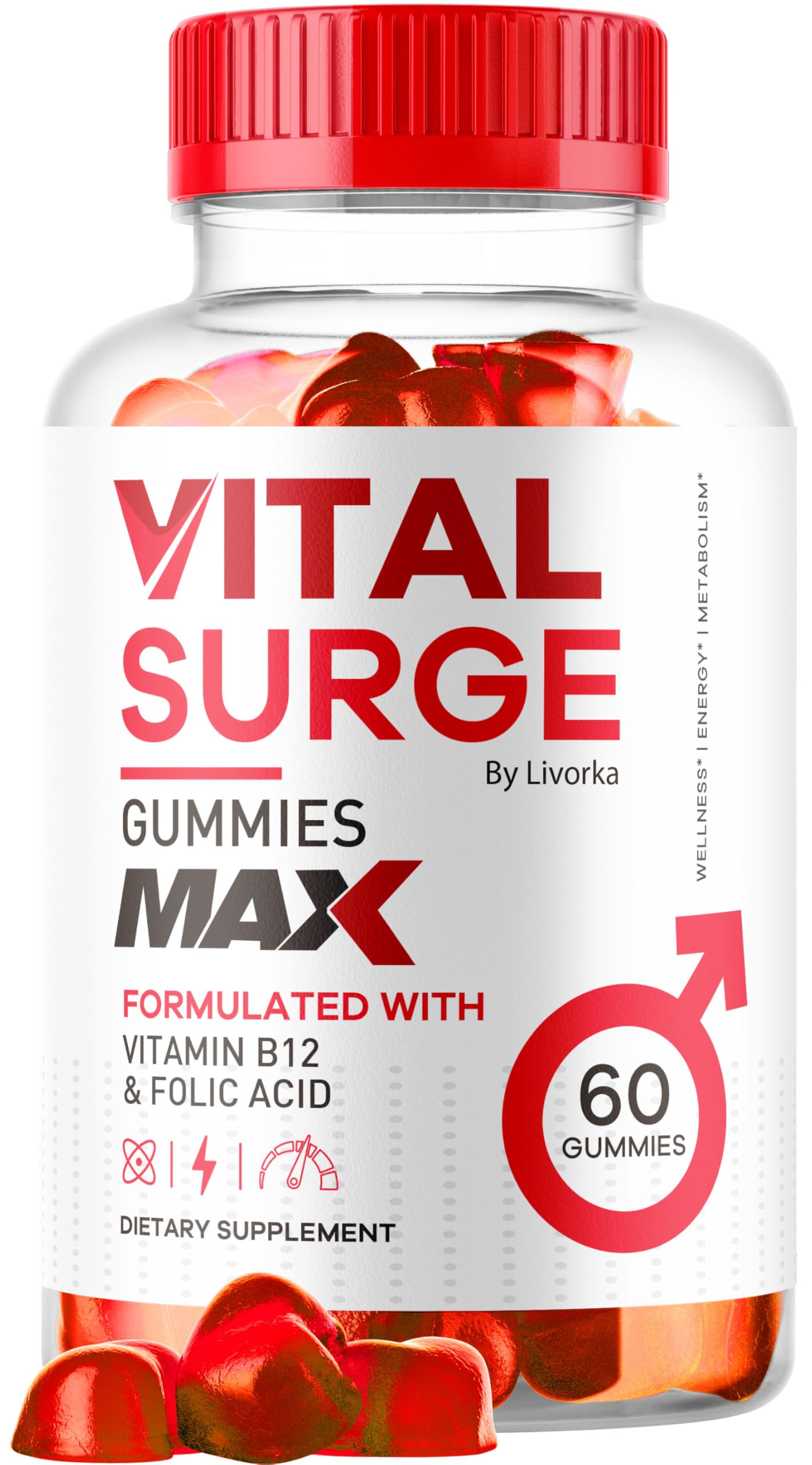 LIVORKA Vital Surge frasco frontal mostrando la presentación y beneficios clave