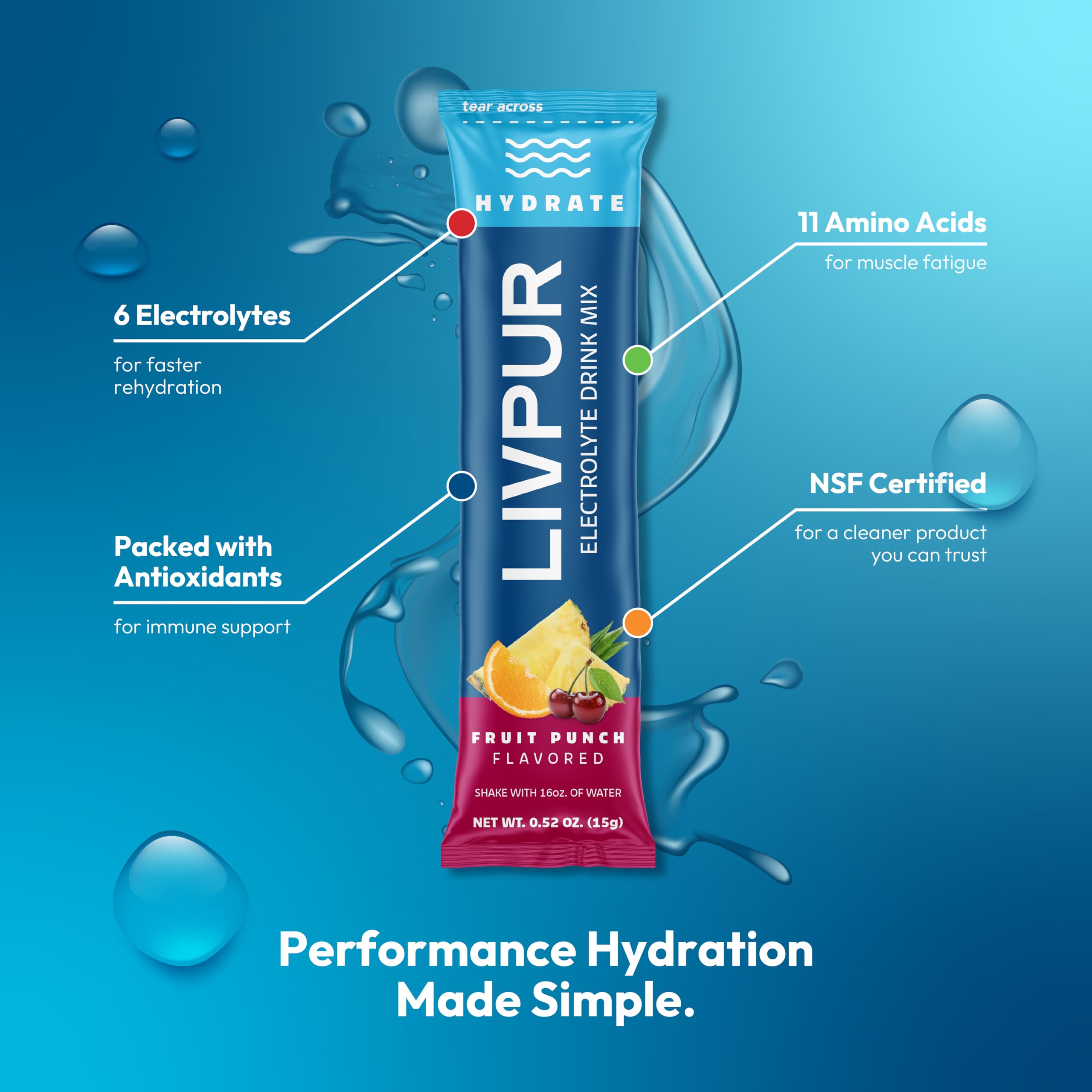 LIVPUR sticks individuales listos para llevar y mezclar fácilmente