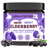 Llama Naturals frasco frontal mostrando 90 gomitas y beneficios orgánicos