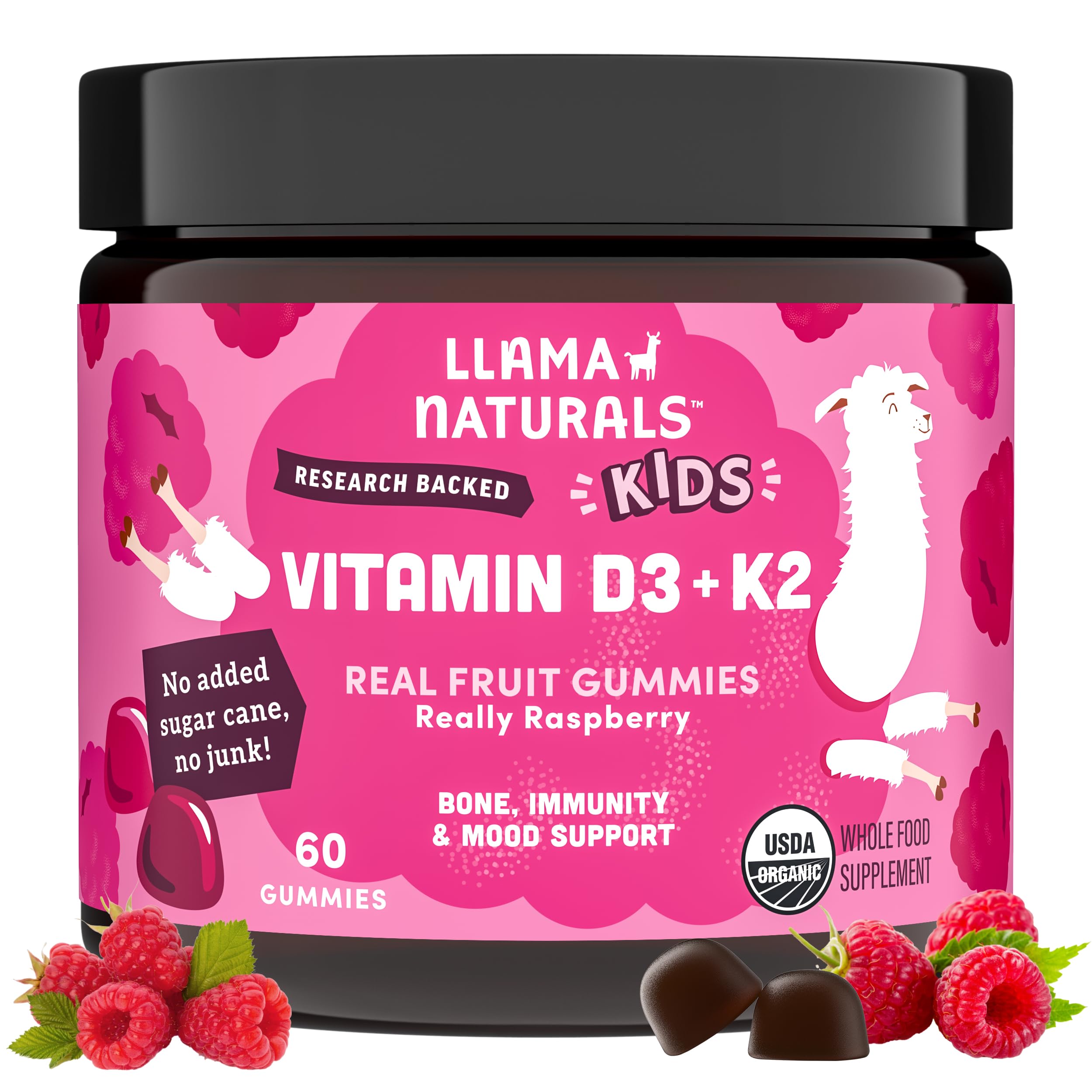 Llama Naturals frente del envase, muestra diseño y cantidad 60 ct