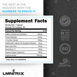 Detalle de la lista de ingredientes en la etiqueta LMNITRIX BURNZ EXT que muestra componentes termogénicos