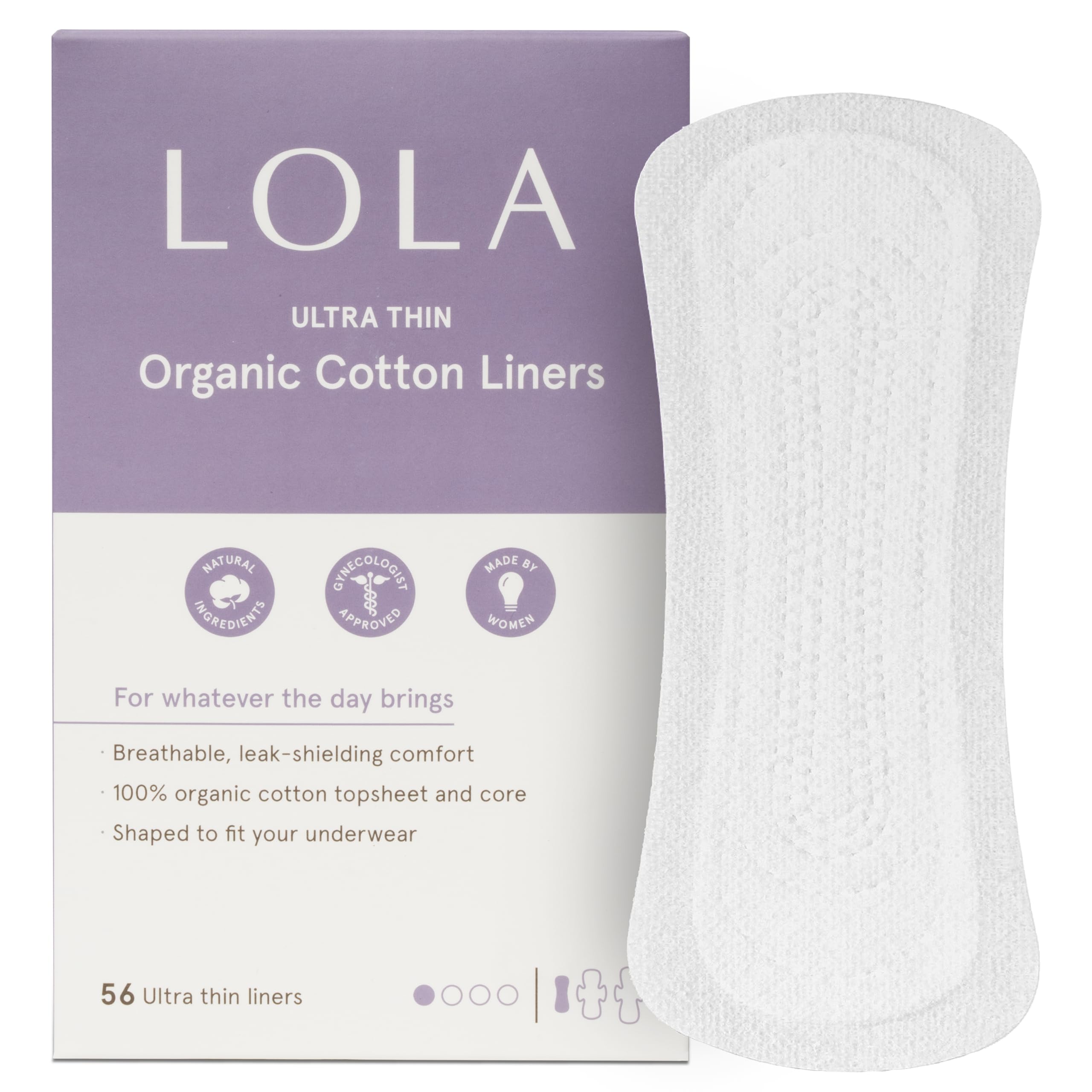 LOLA empaque frontal mostrando 56 unidades y beneficios visibles